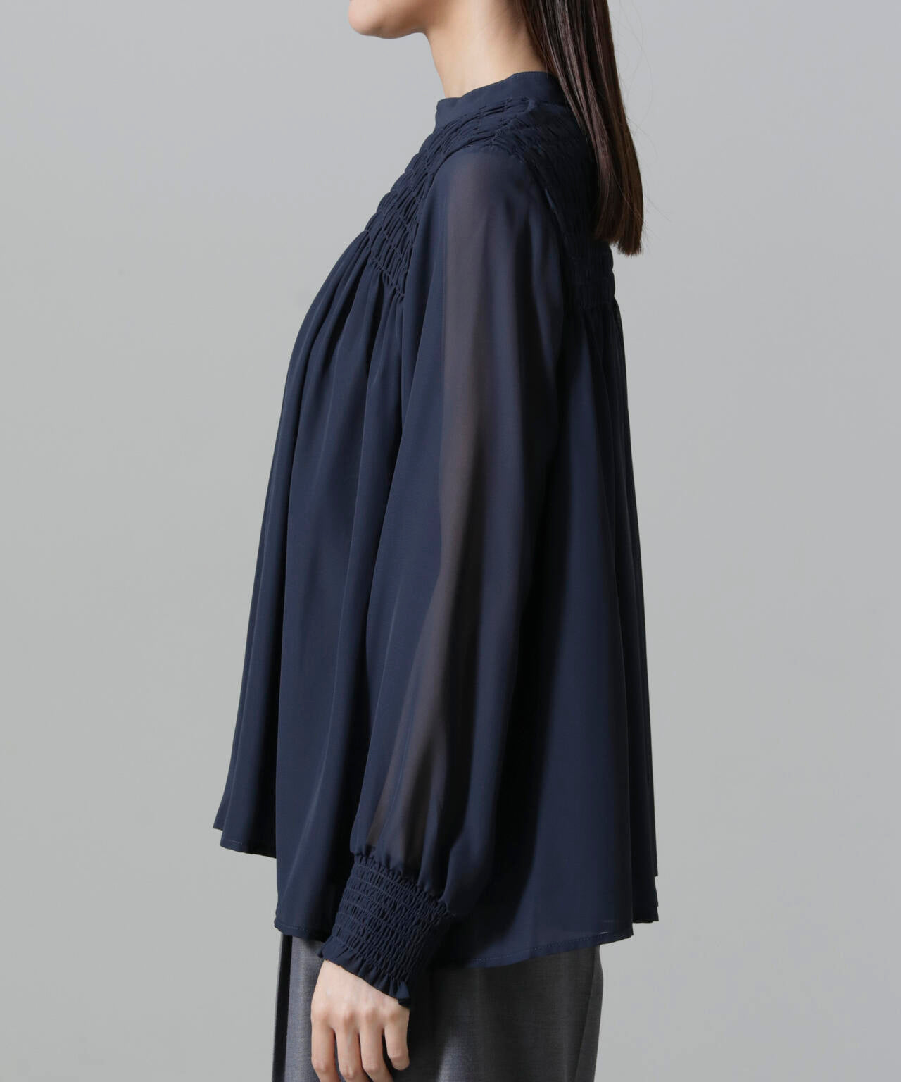 フロントシャーリングブラウス 6734220306