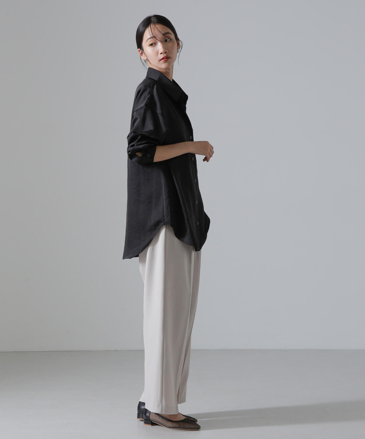 ヴィンテージサテンスキッパーワイドシャツ(セットアップ可) 6734220317