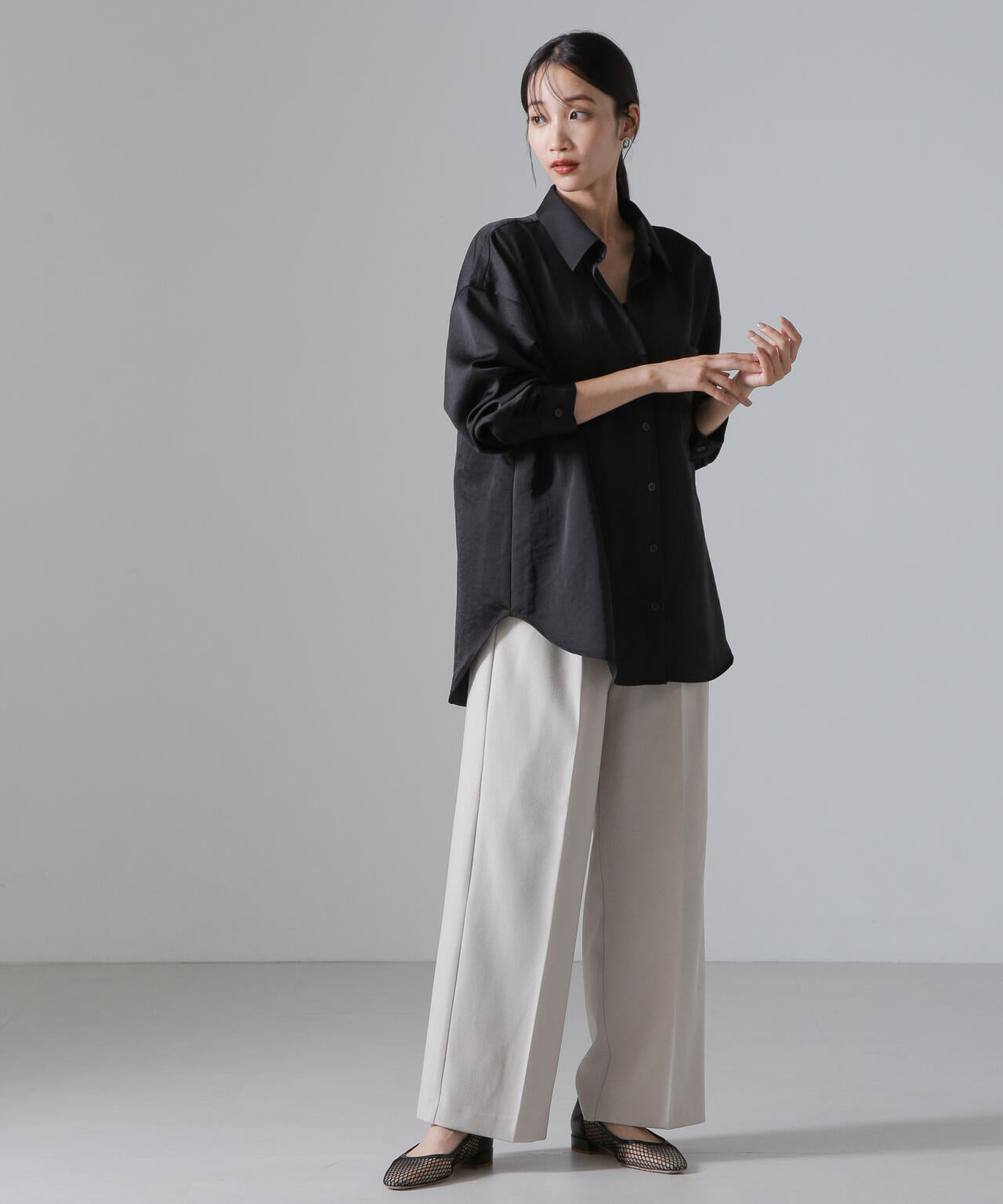 ヴィンテージサテンスキッパーワイドシャツ(セットアップ可) 6734220317