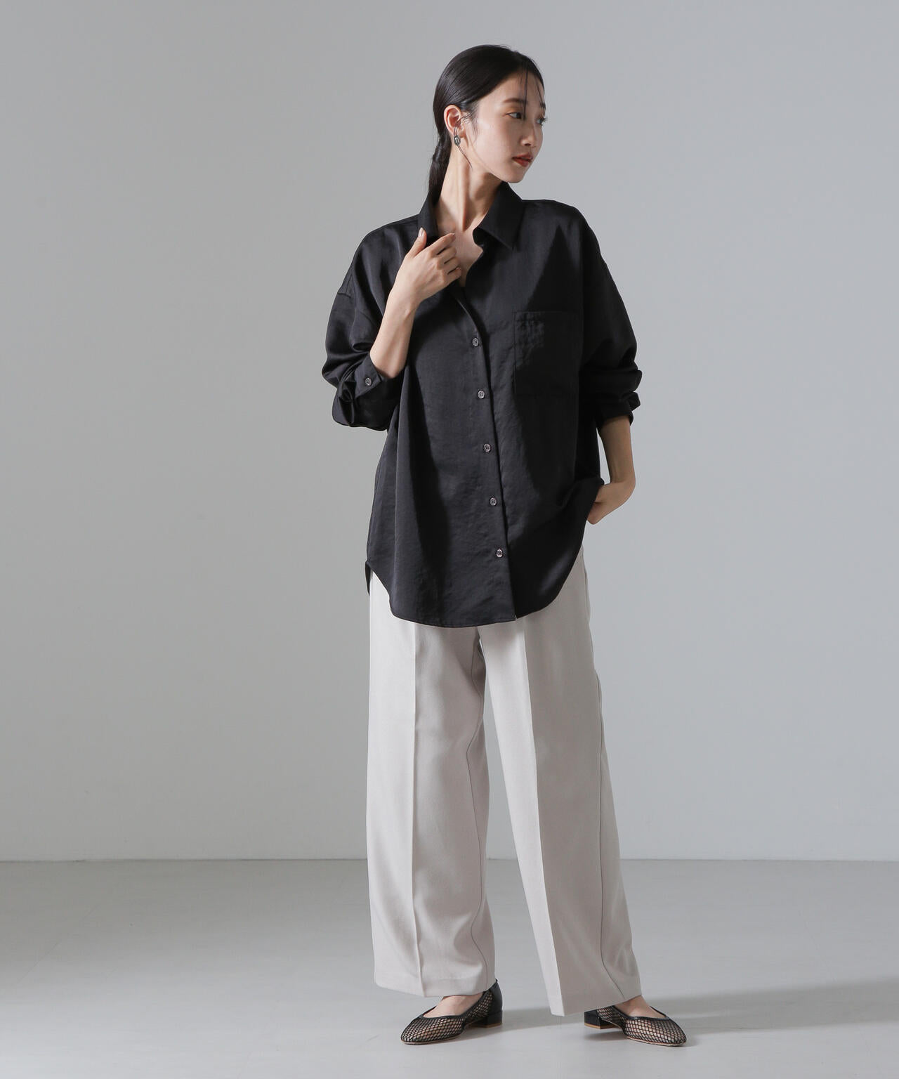 ヴィンテージサテンスキッパーワイドシャツ(セットアップ可) 6734220317