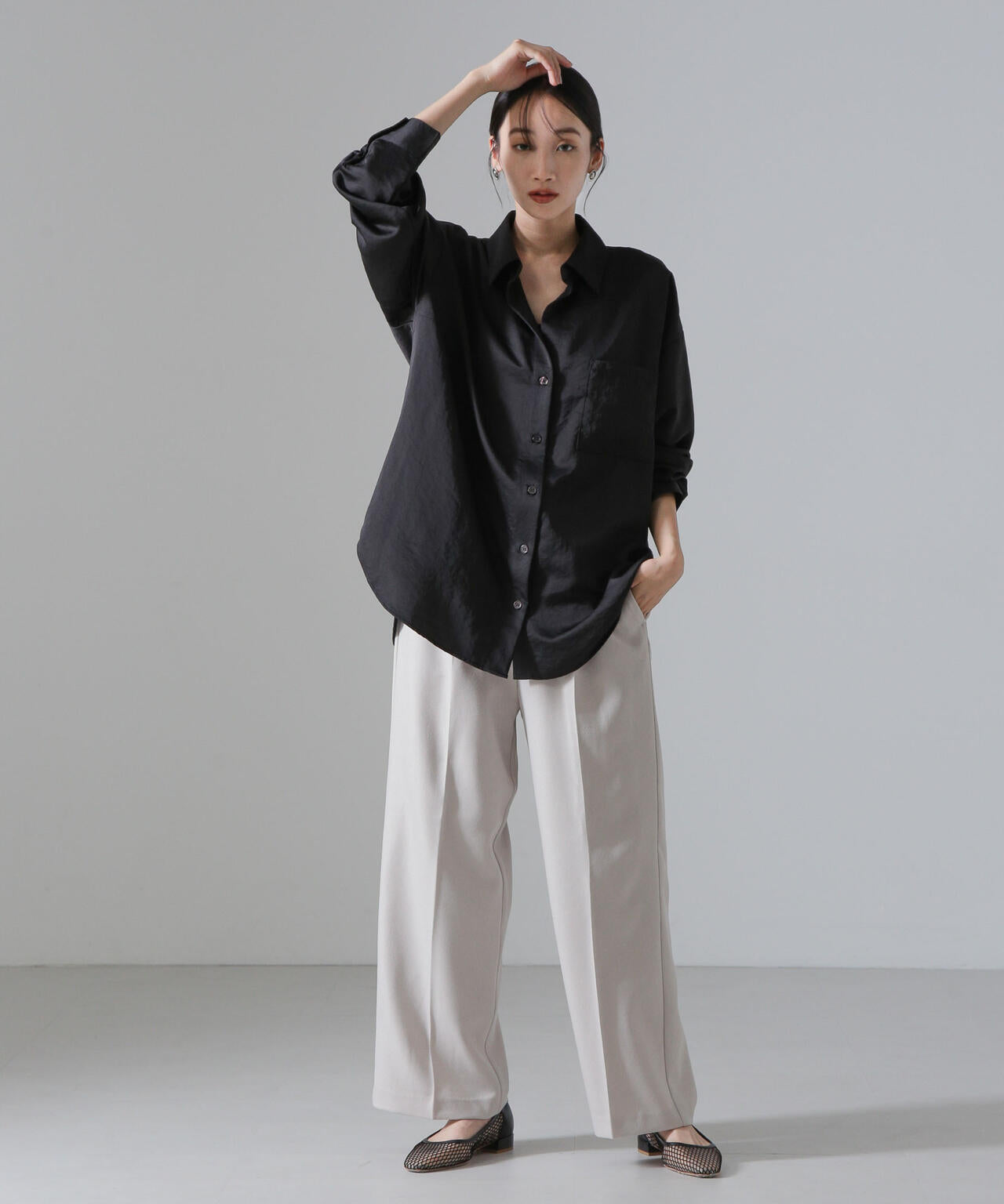 ヴィンテージサテンスキッパーワイドシャツ(セットアップ可) 6734220317