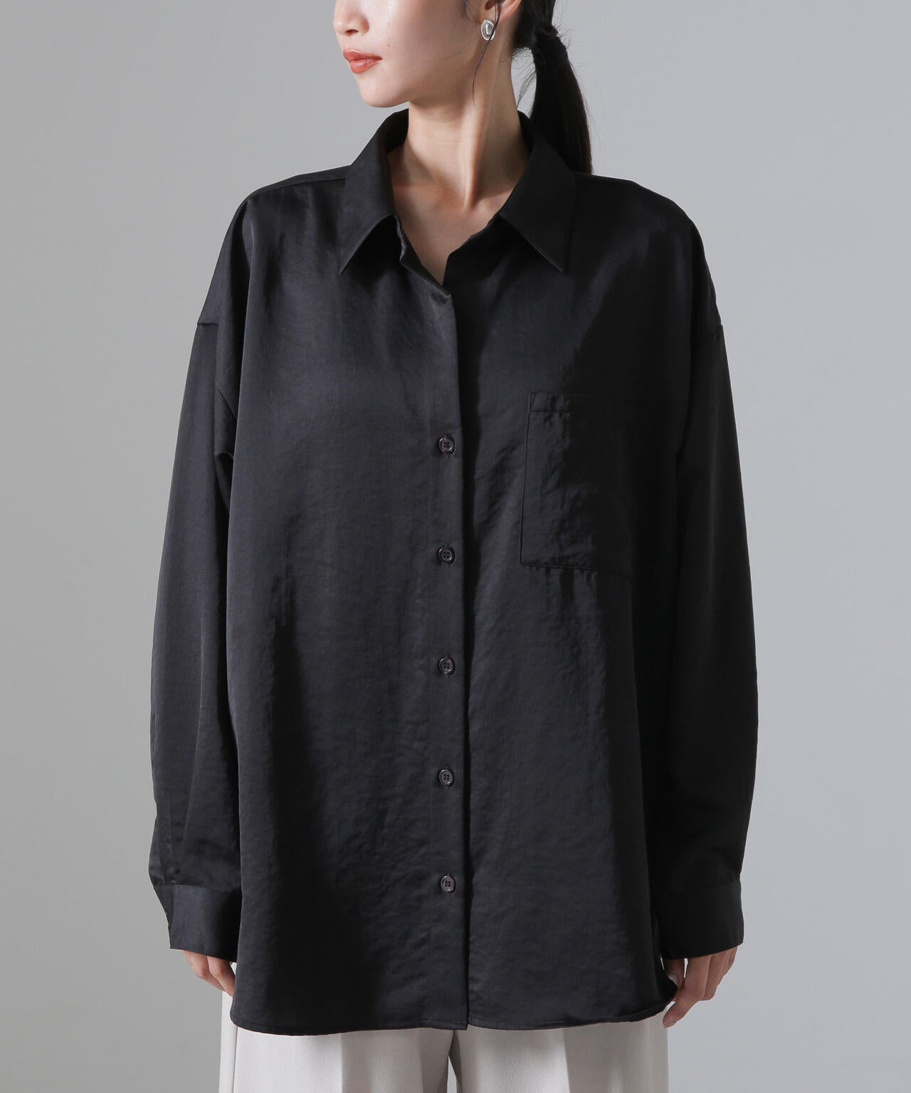 ヴィンテージサテンスキッパーワイドシャツ(セットアップ可) 6734220317