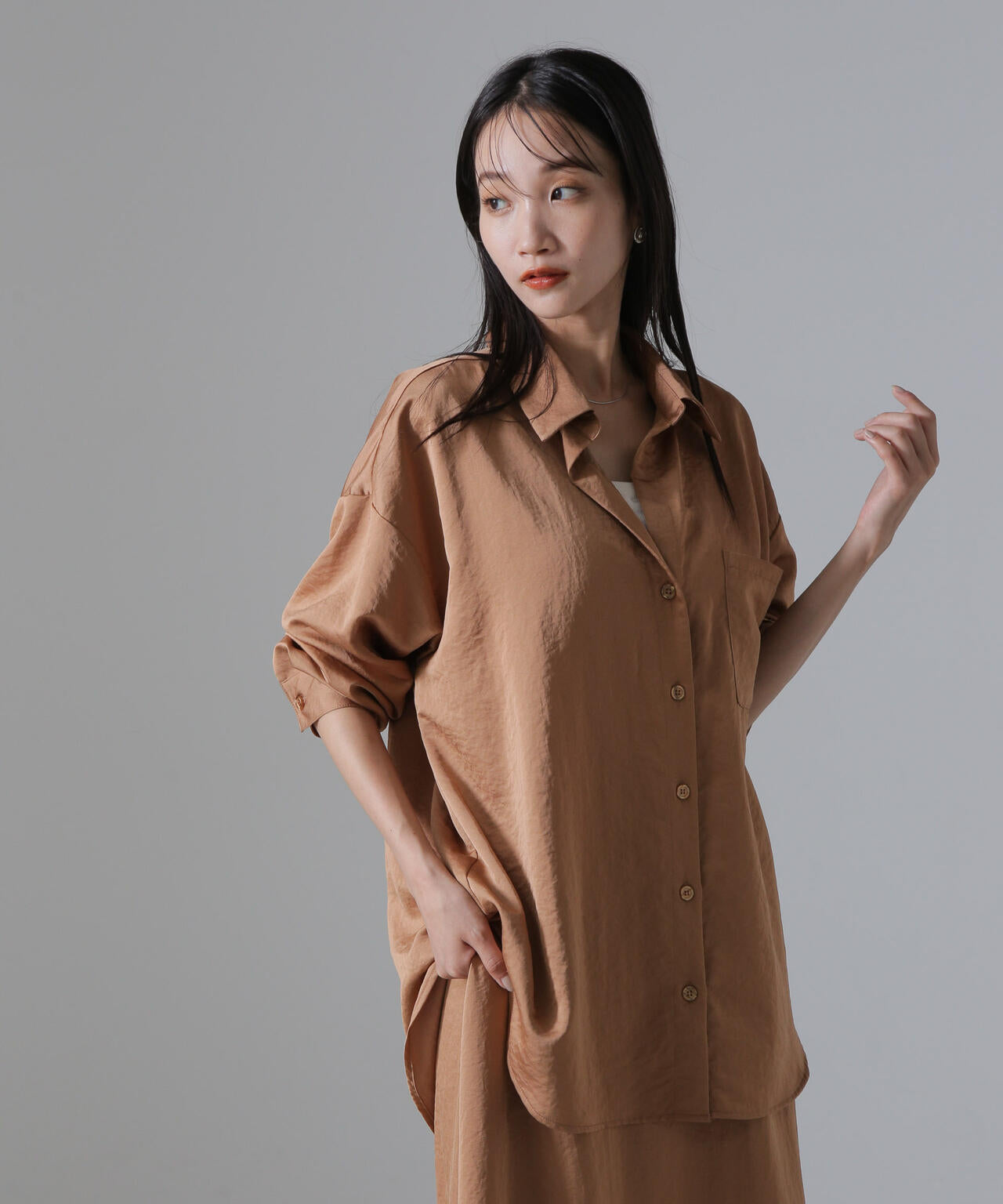 ヴィンテージサテンスキッパーワイドシャツ(セットアップ可) 6734220317