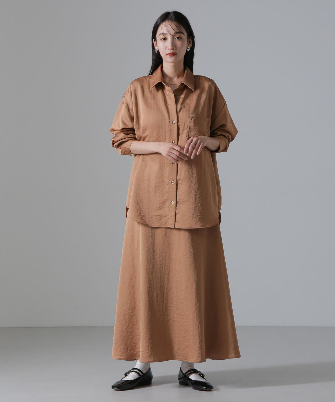 ヴィンテージサテンスキッパーワイドシャツ(セットアップ可) 6734220317