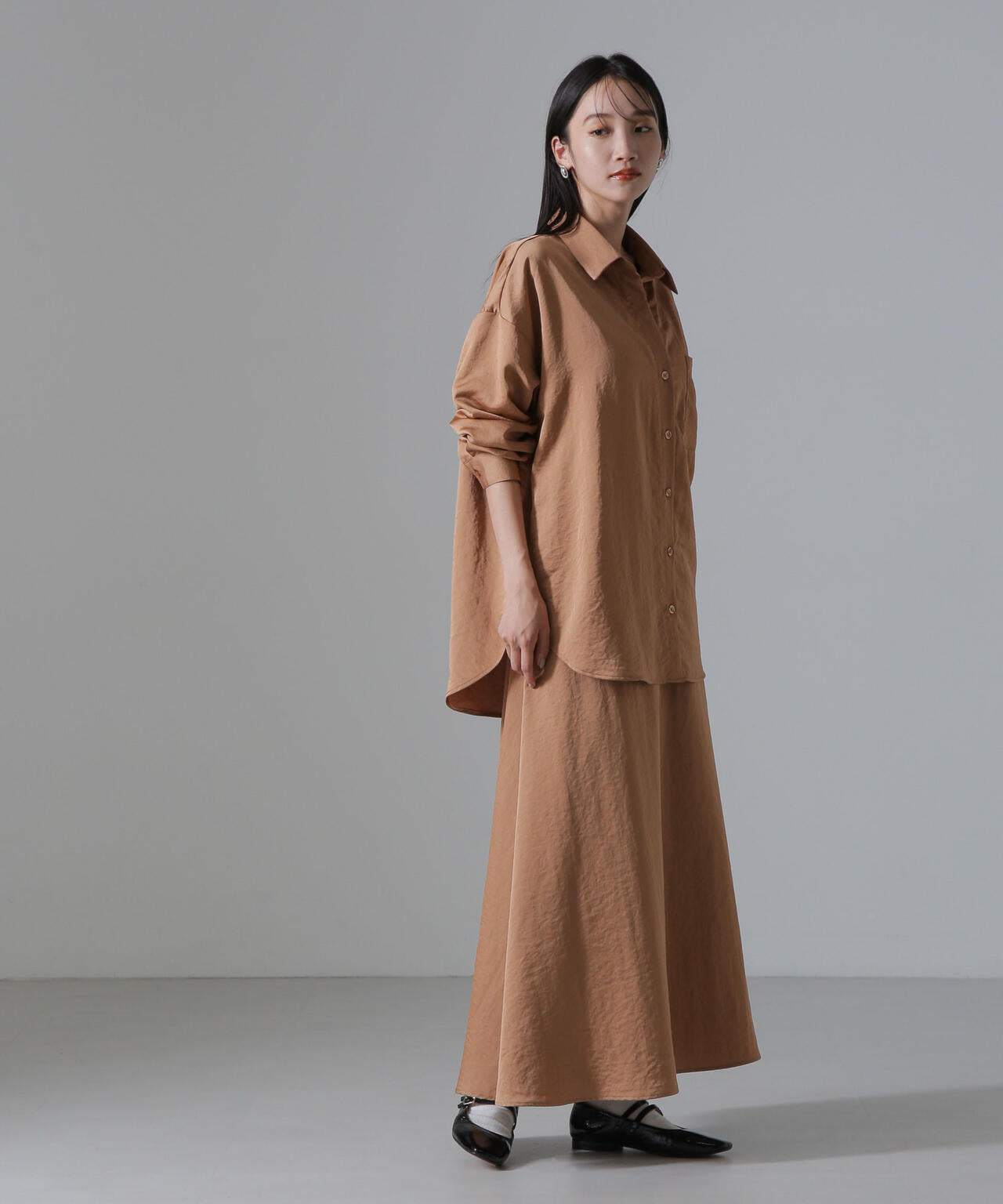 ヴィンテージサテンスキッパーワイドシャツ(セットアップ可) 6734220317