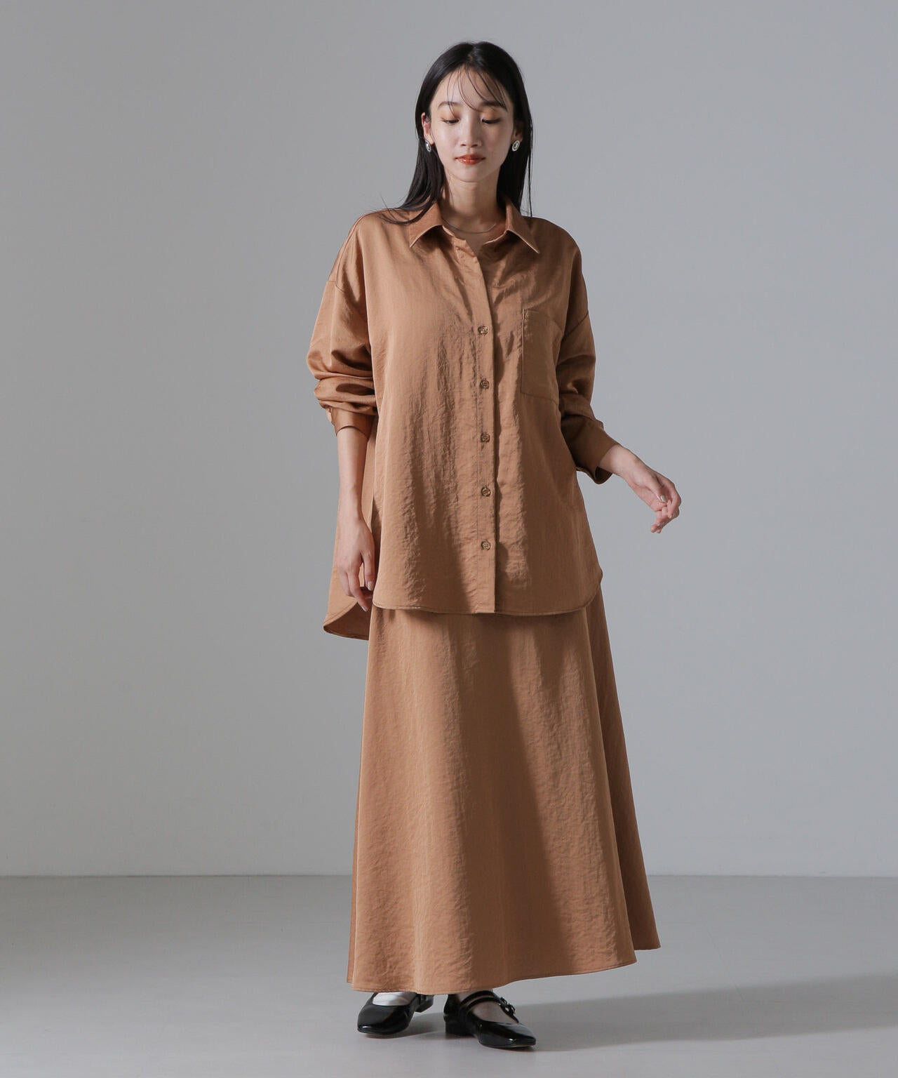 ヴィンテージサテンスキッパーワイドシャツ(セットアップ可) 6734220317