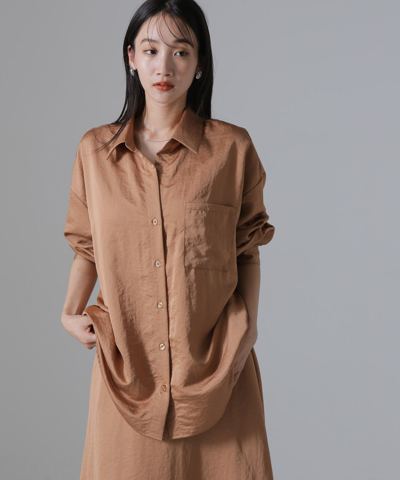 ヴィンテージサテンスキッパーワイドシャツ(セットアップ可) 6734220317