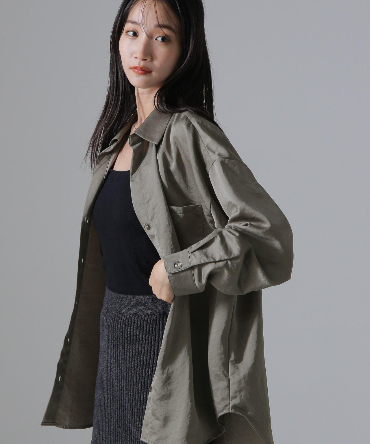 ヴィンテージサテンスキッパーワイドシャツ(セットアップ可) 6734220317