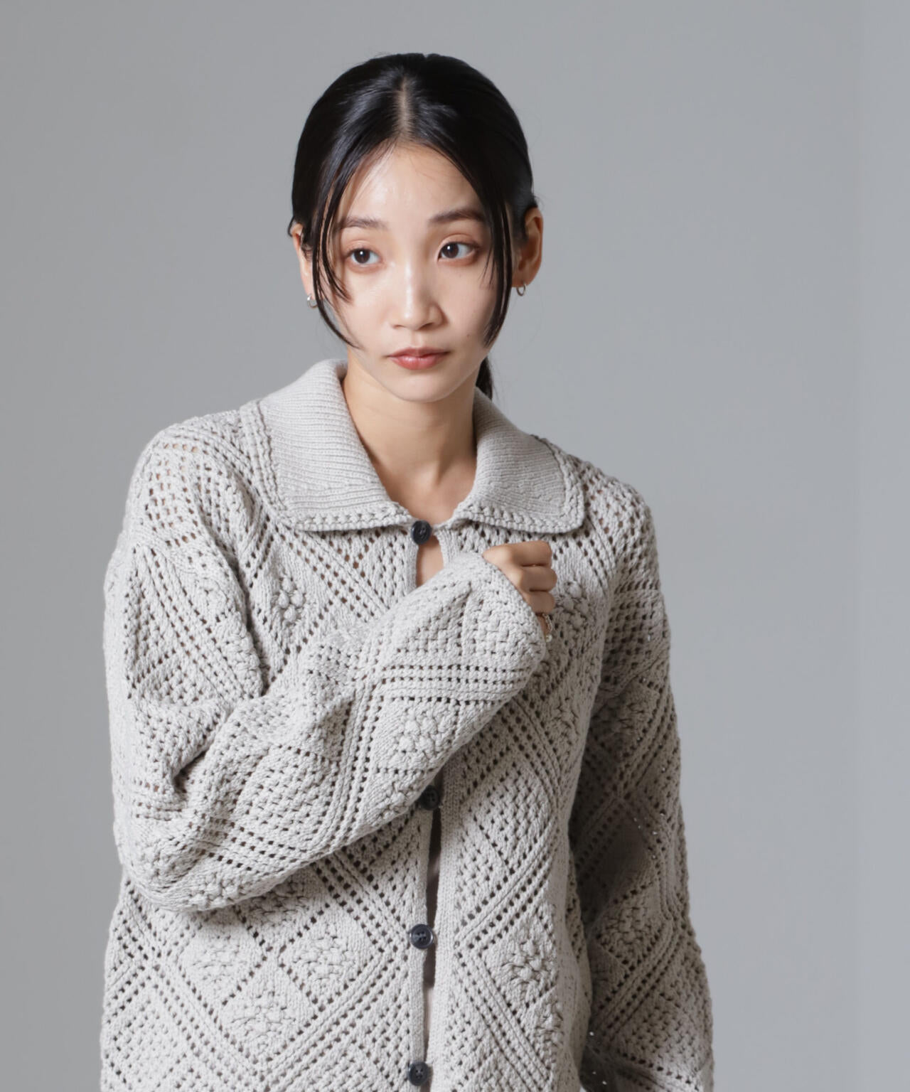 クロシェ風ニットカーディガン 6734222302