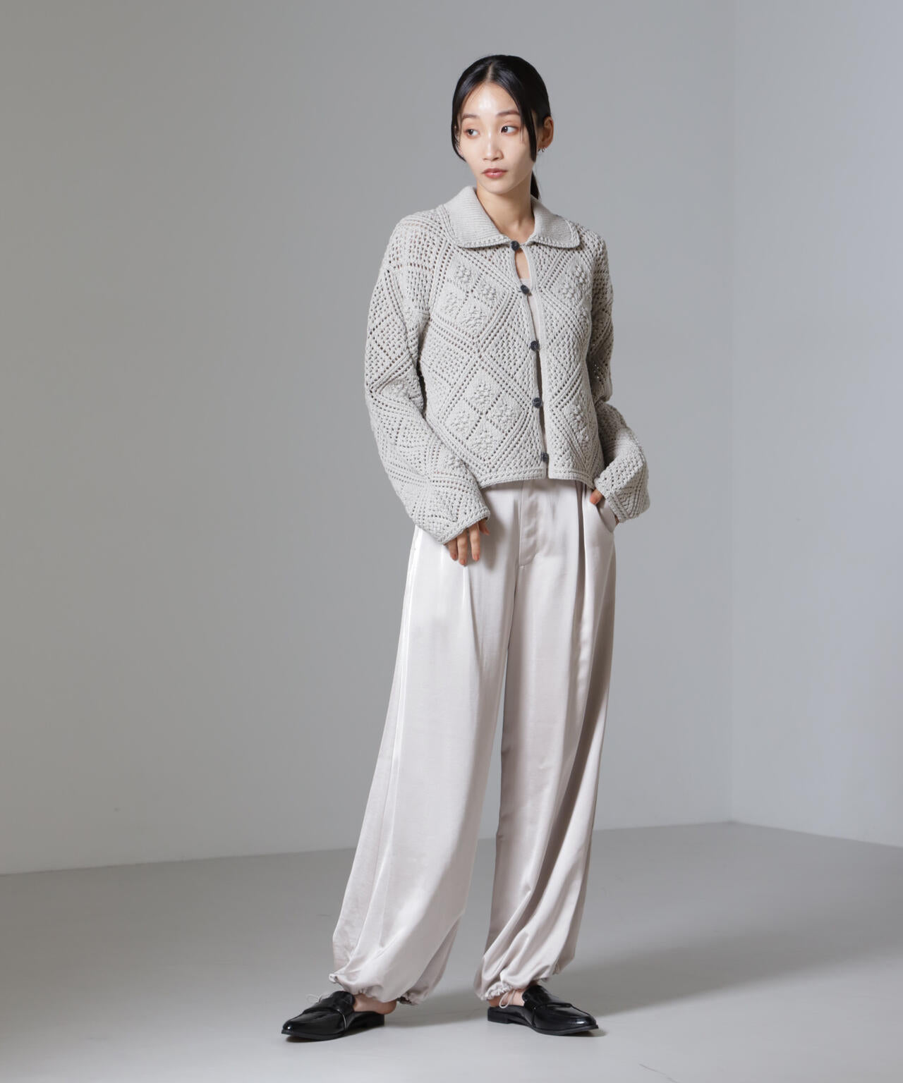 クロシェ風ニットカーディガン 6734222302