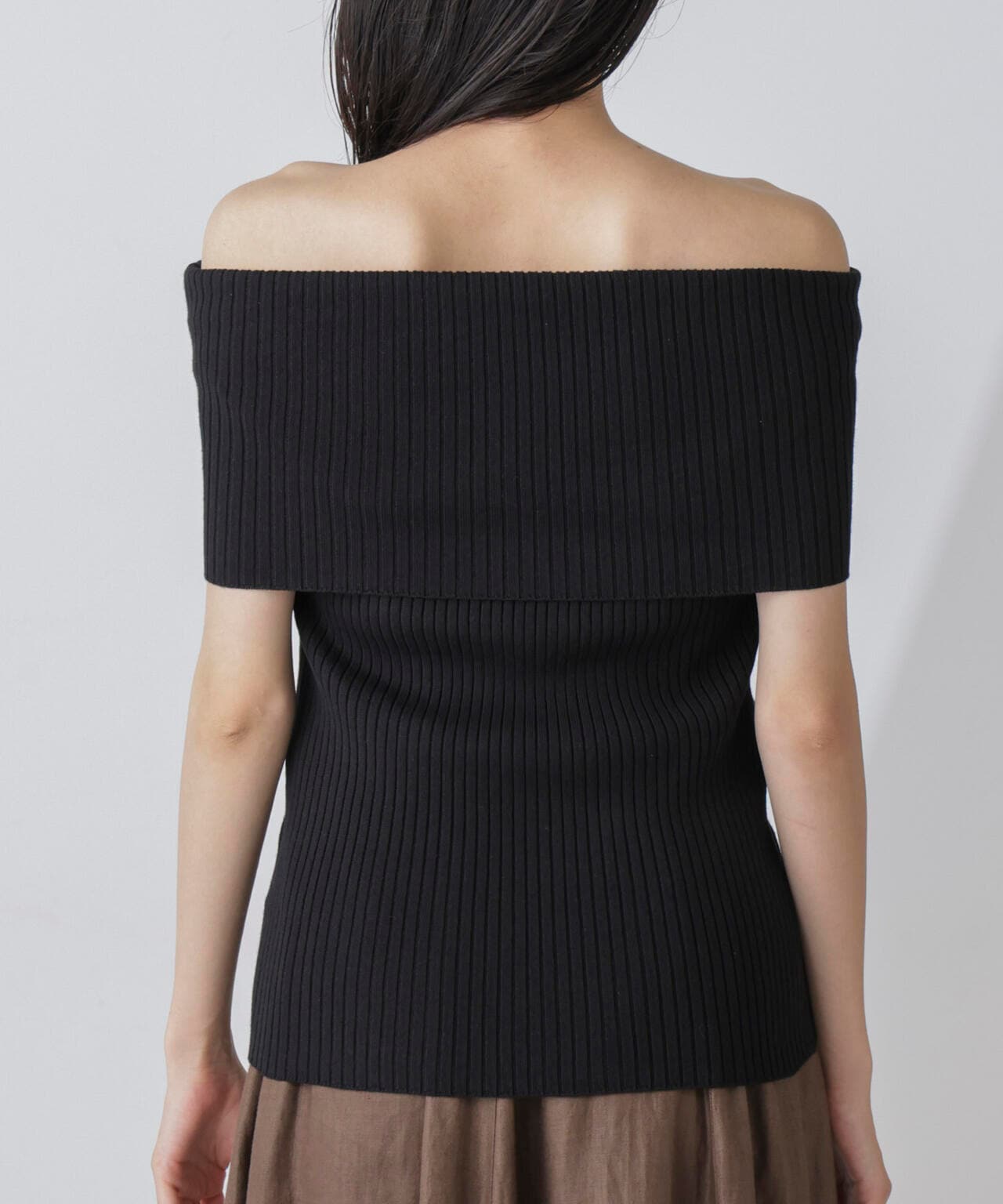 オフショルダーリブニットトップス 6734222305