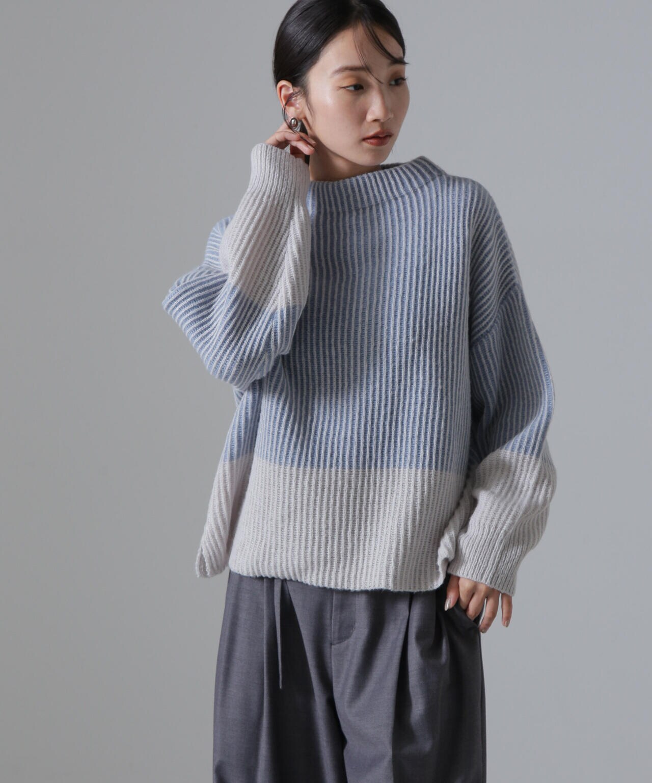 EMPORIO ARMANI ストライプニットセーター セール】【エンポリオ アルマーニ】ロールネックセーター ウール