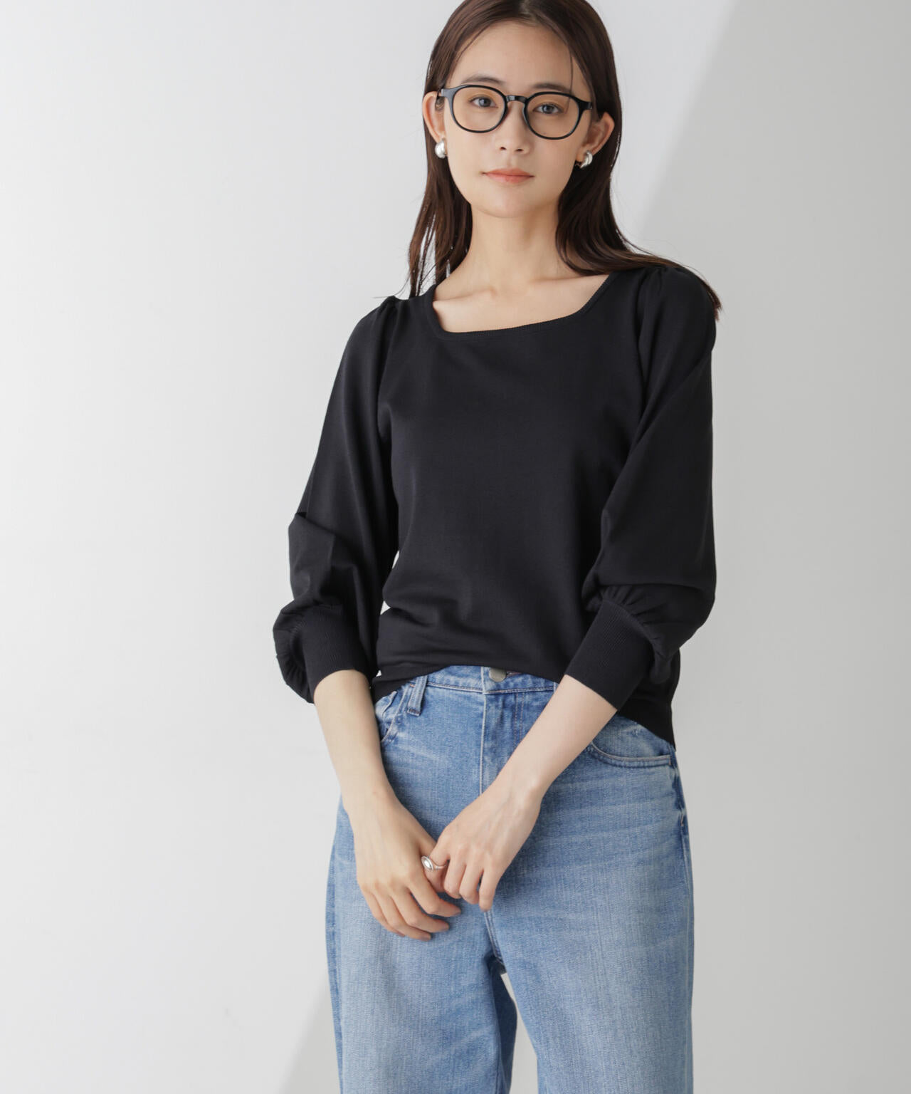 ボリュームスリーブスクエアネックニット 6734222312