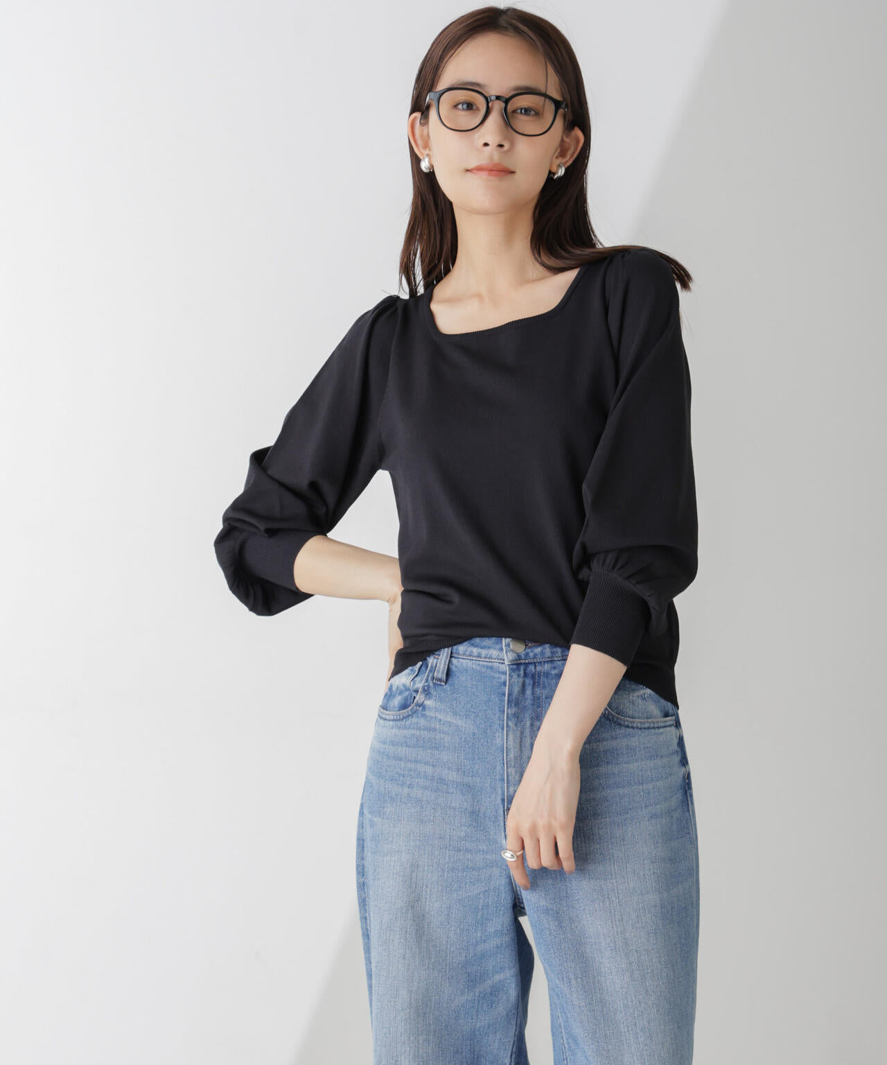 ボリュームスリーブスクエアネックニット 6734222312