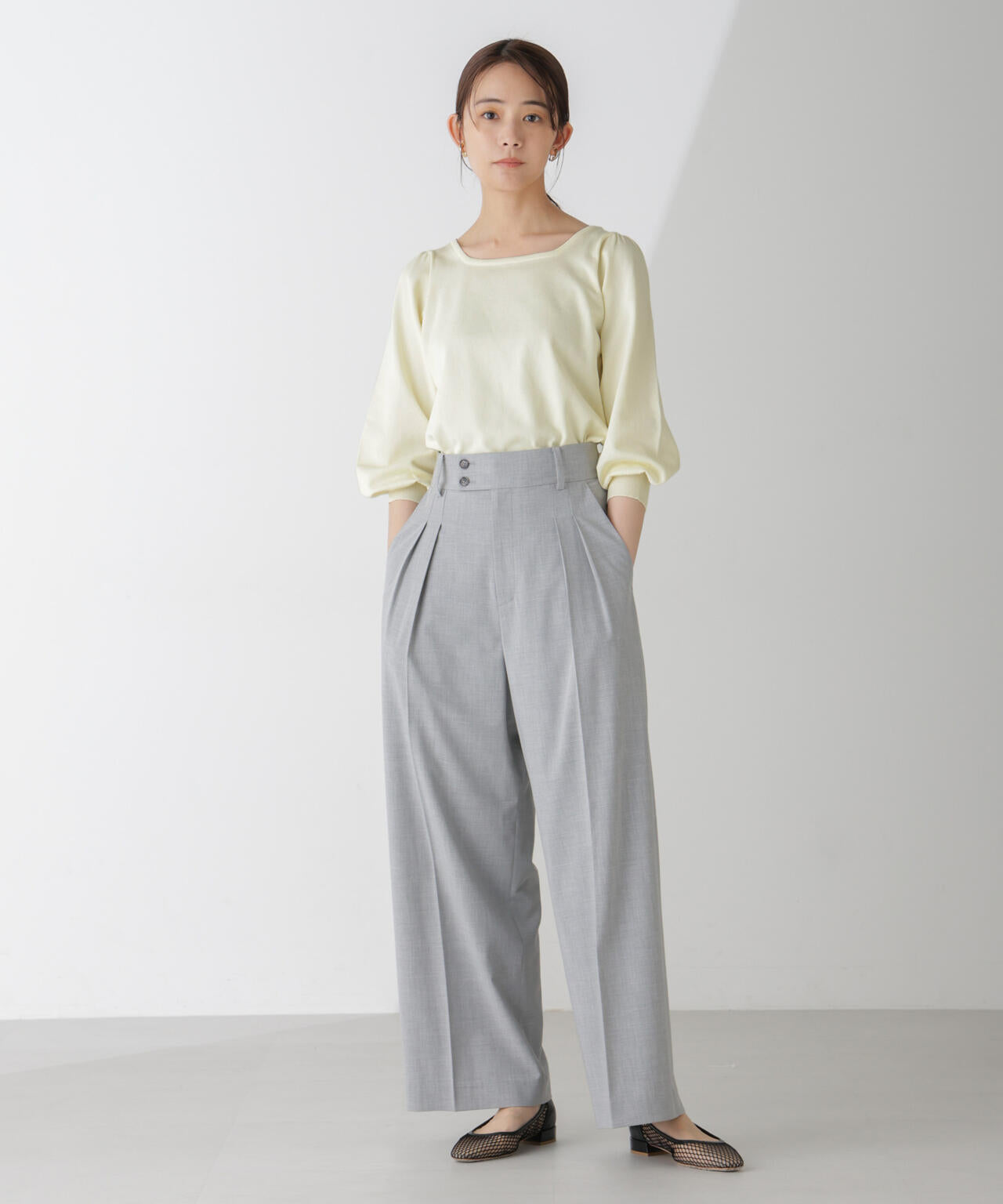 ボリュームスリーブスクエアネックニット 6734222312