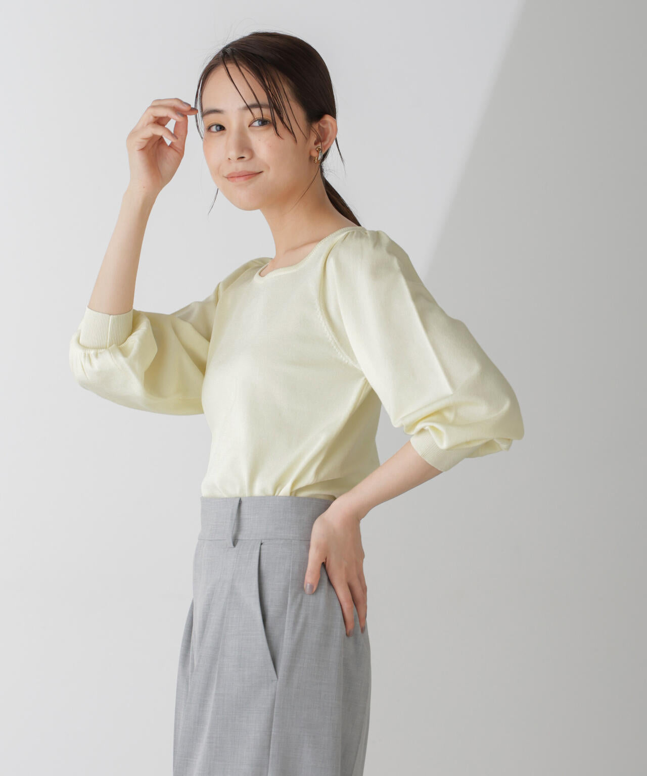 ボリュームスリーブスクエアネックニット 6734222312