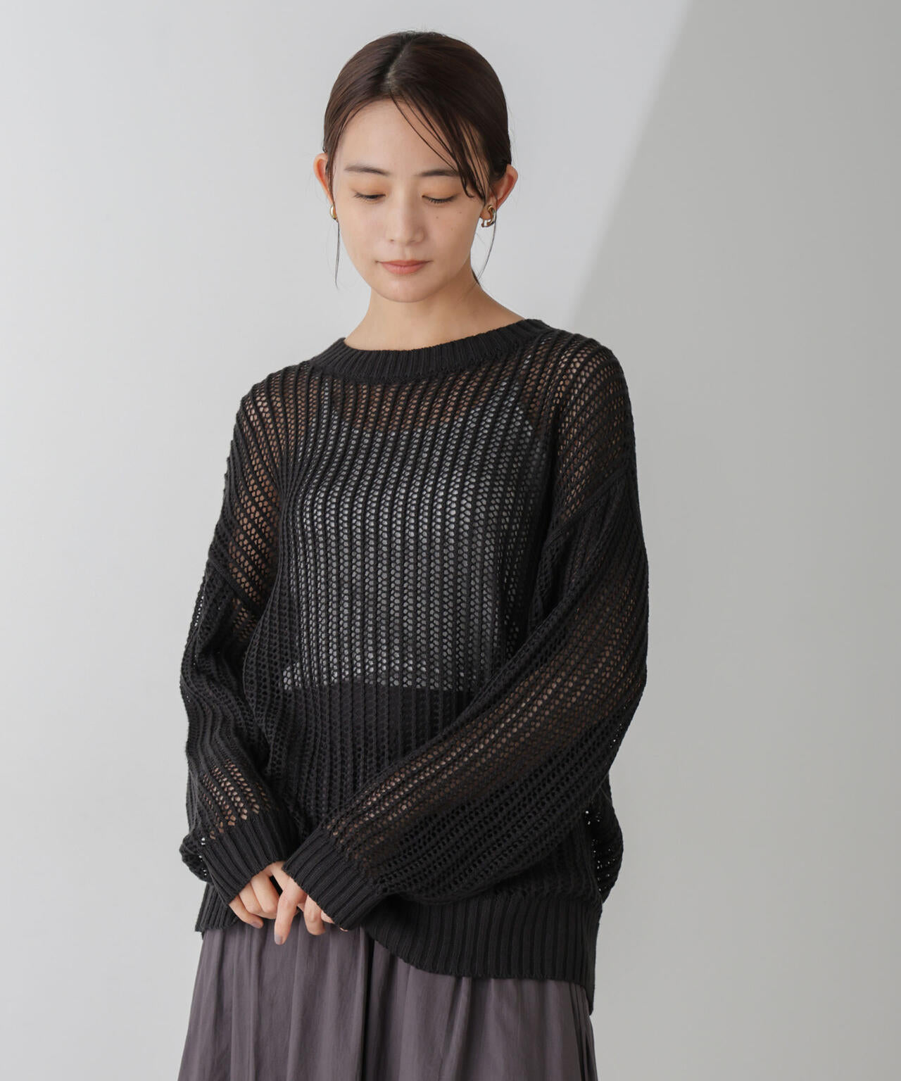 ワイドルーズメッシュニットトップス 6734222313