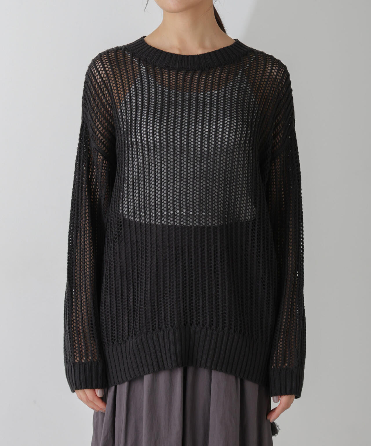 ワイドルーズメッシュニットトップス 6734222313