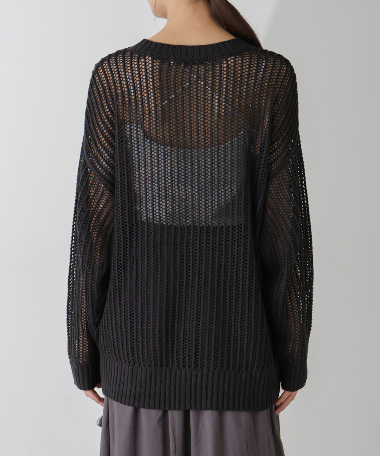 ワイドルーズメッシュニットトップス 6734222313