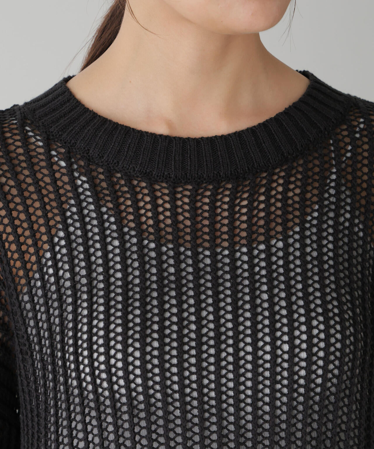 ワイドルーズメッシュニットトップス 6734222313