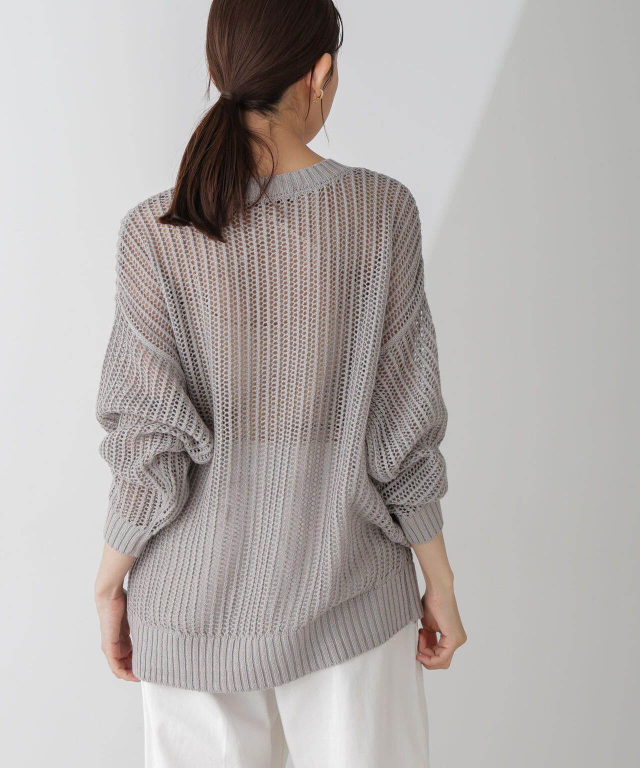 ワイドルーズメッシュニットトップス 6734222313