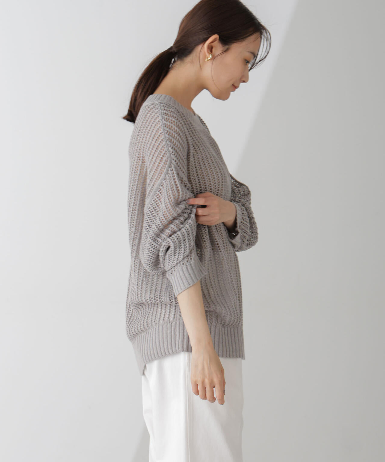 ワイドルーズメッシュニットトップス 6734222313