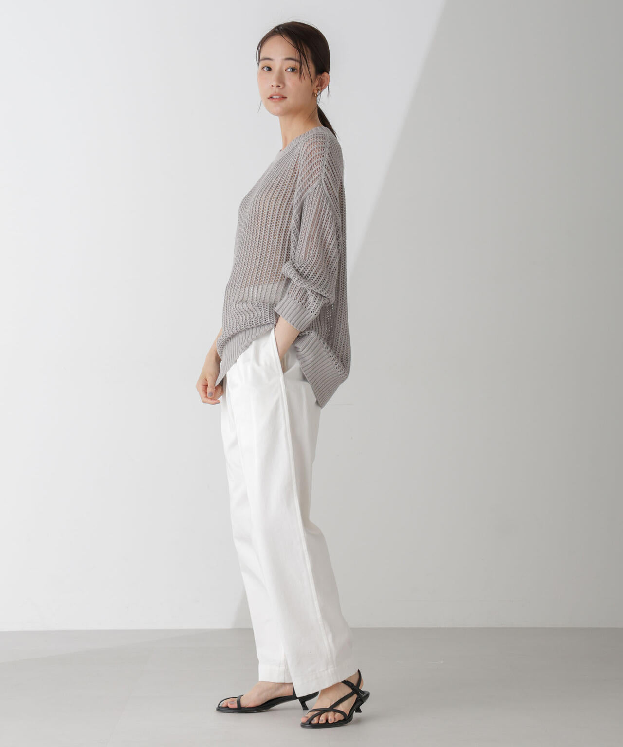 ワイドルーズメッシュニットトップス 6734222313