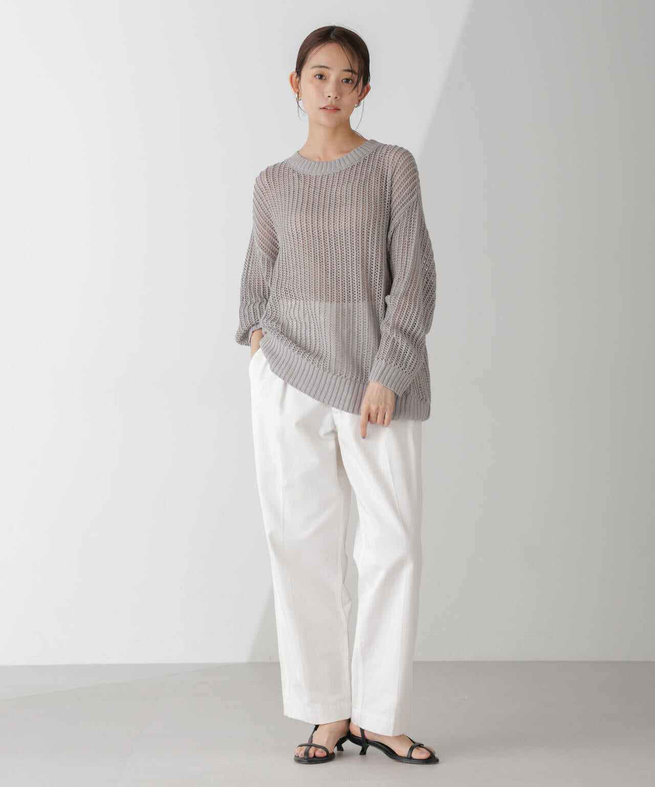 ワイドルーズメッシュニットトップス 6734222313