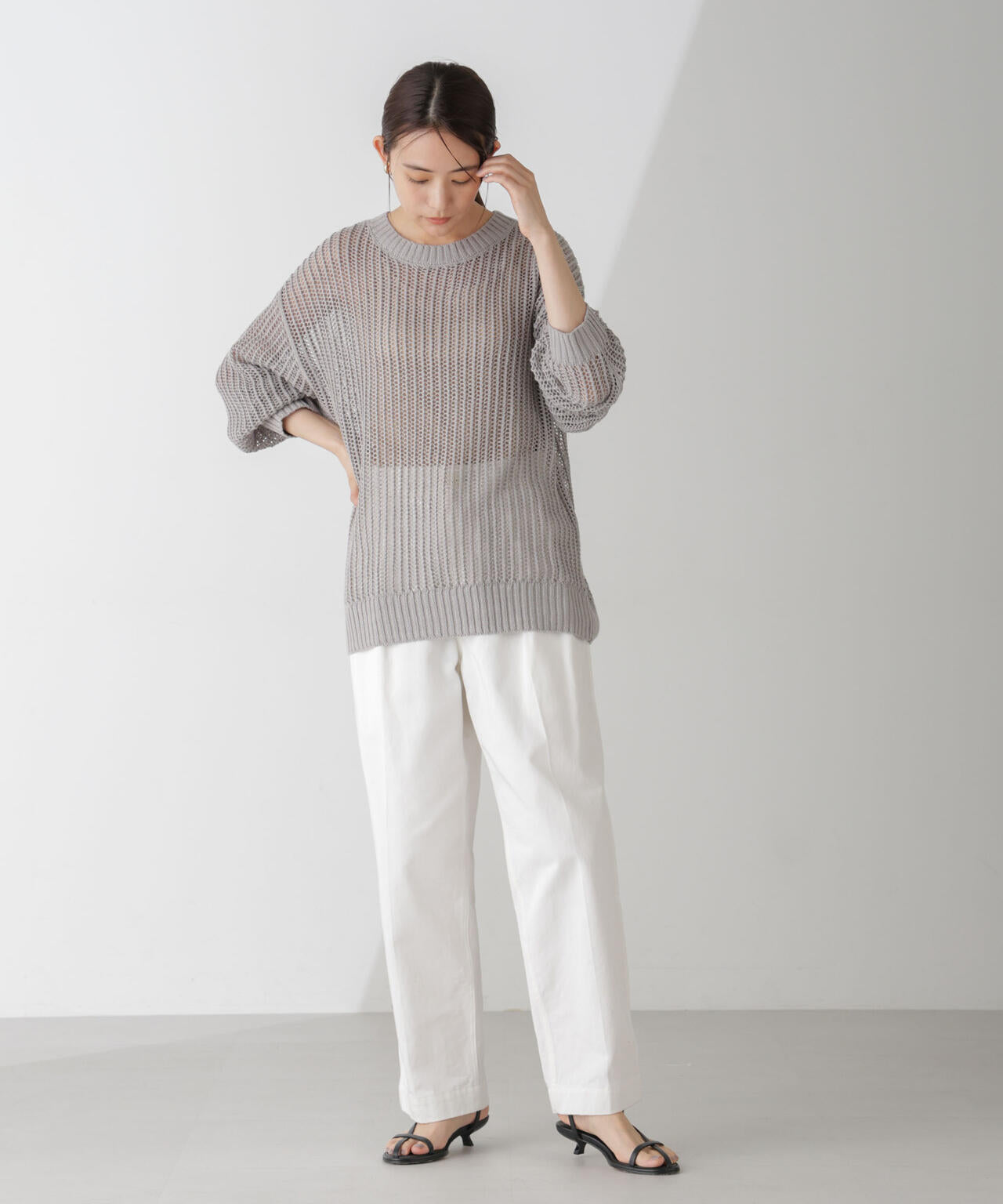 ワイドルーズメッシュニットトップス 6734222313