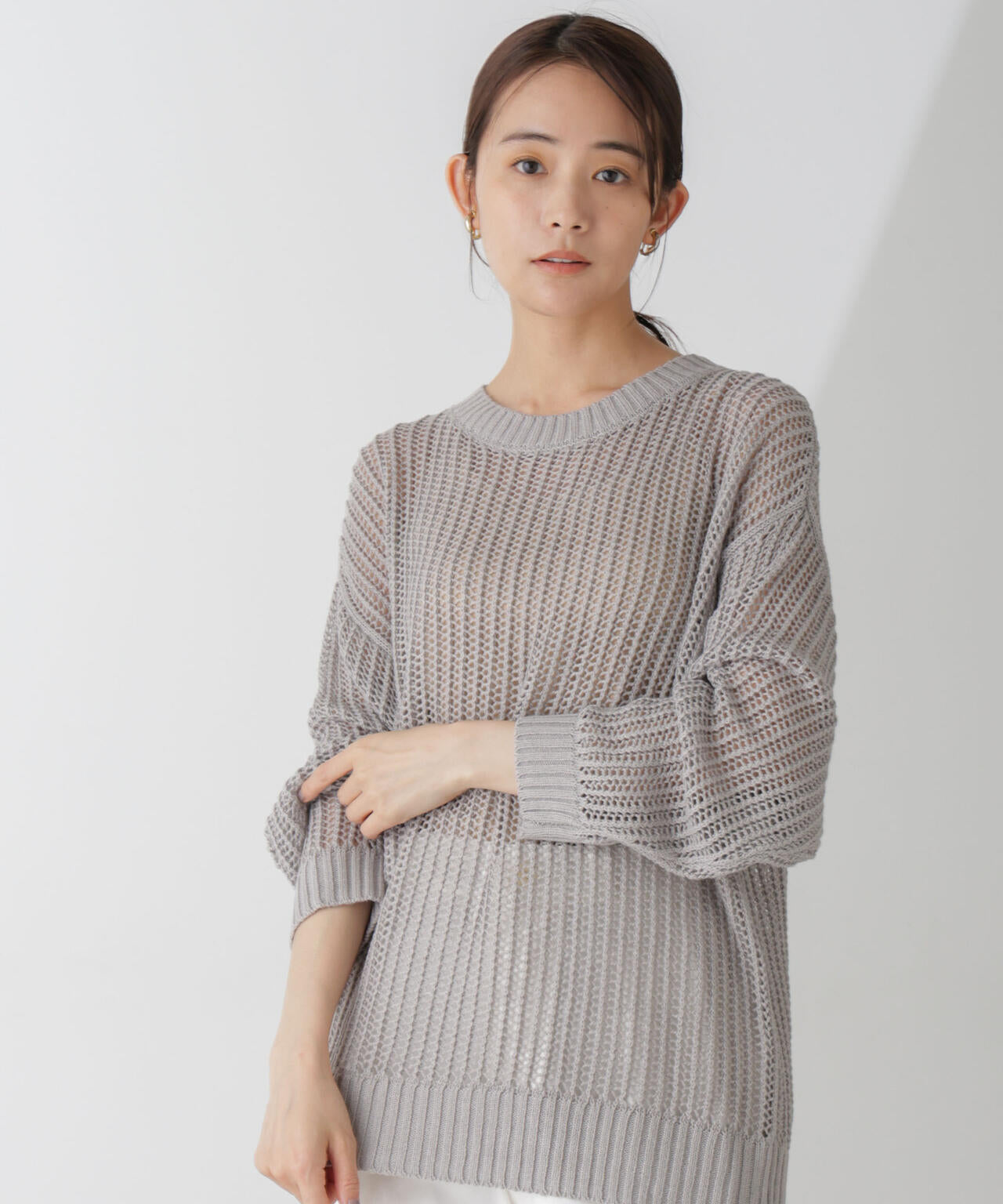 ワイドルーズメッシュニットトップス 6734222313