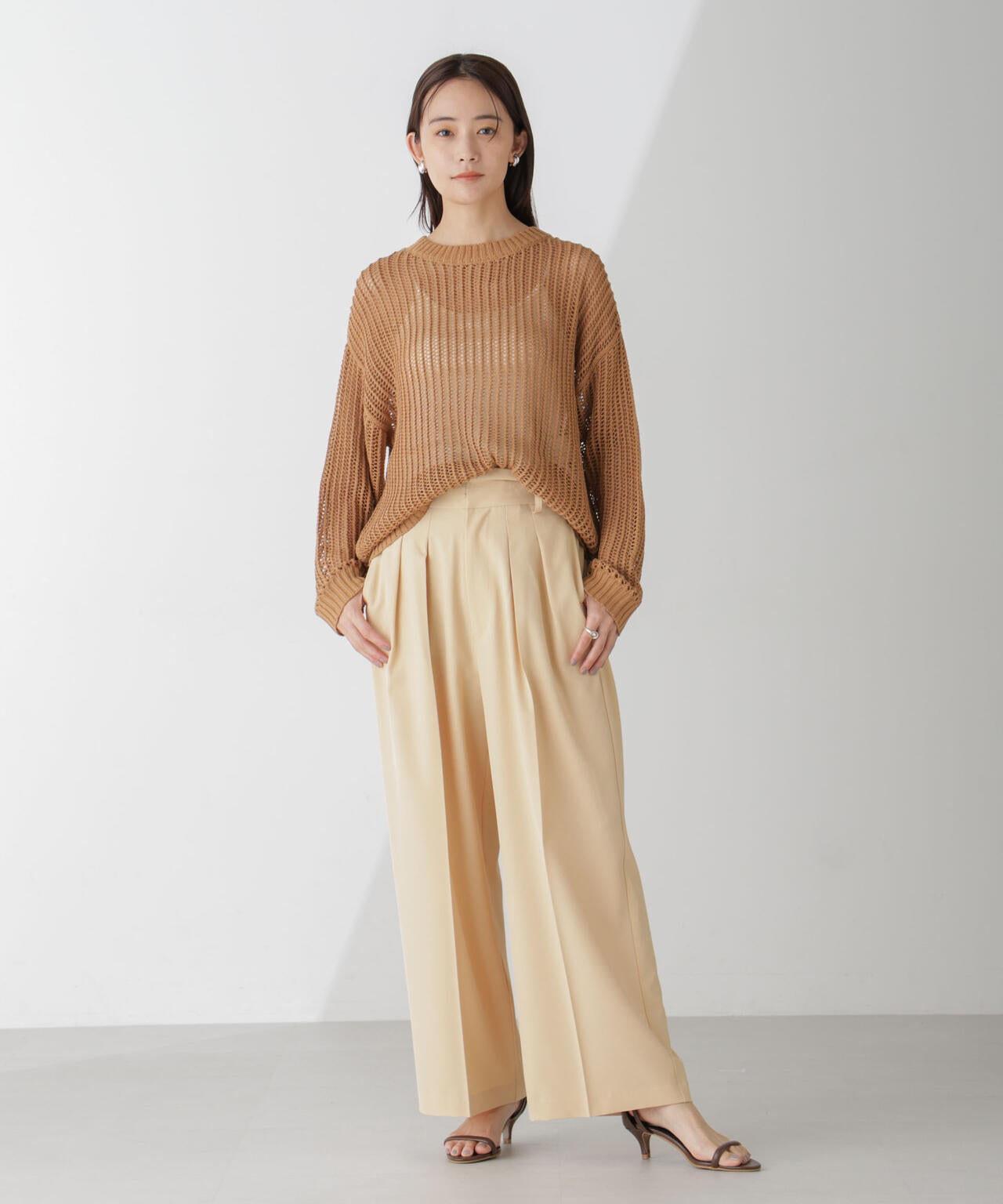 ワイドルーズメッシュニットトップス 6734222313