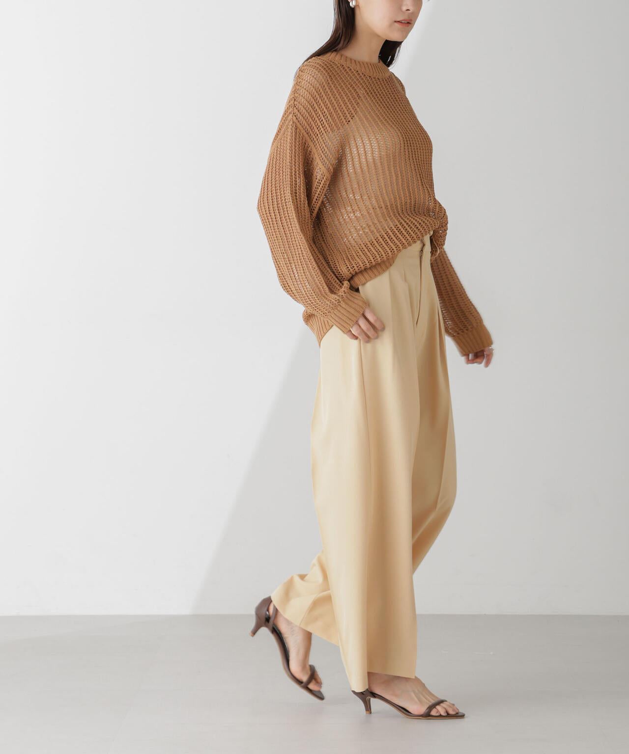 ワイドルーズメッシュニットトップス 6734222313