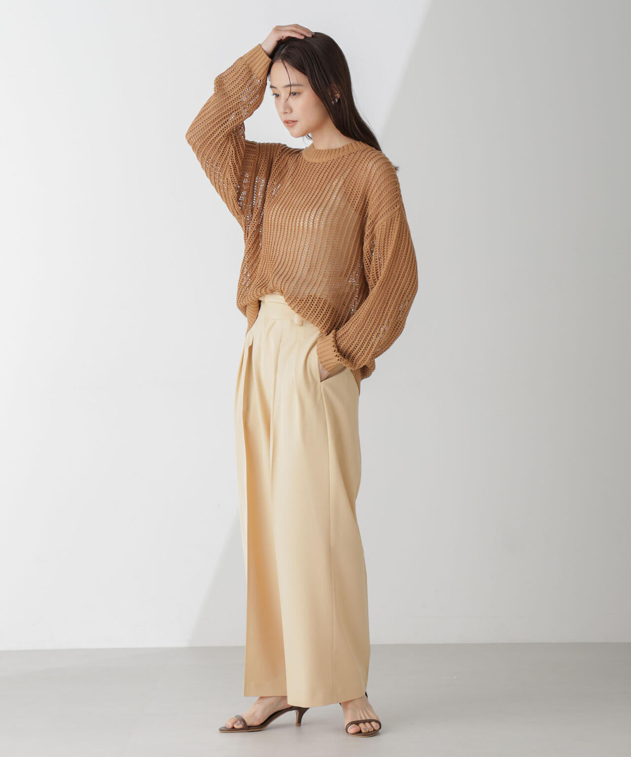 ワイドルーズメッシュニットトップス 6734222313