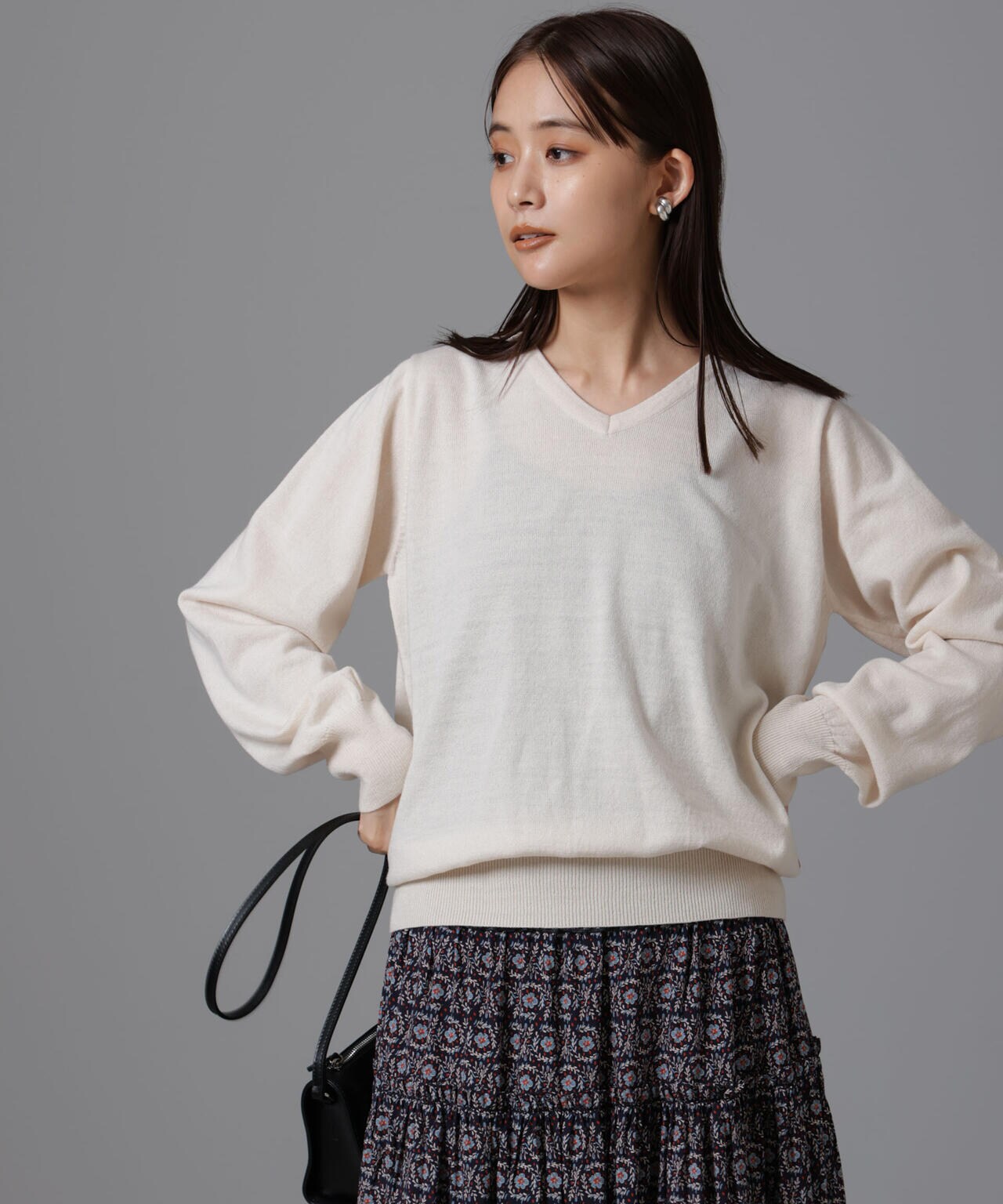 静電気防止 Vネックプルオーバーニット 6734222332