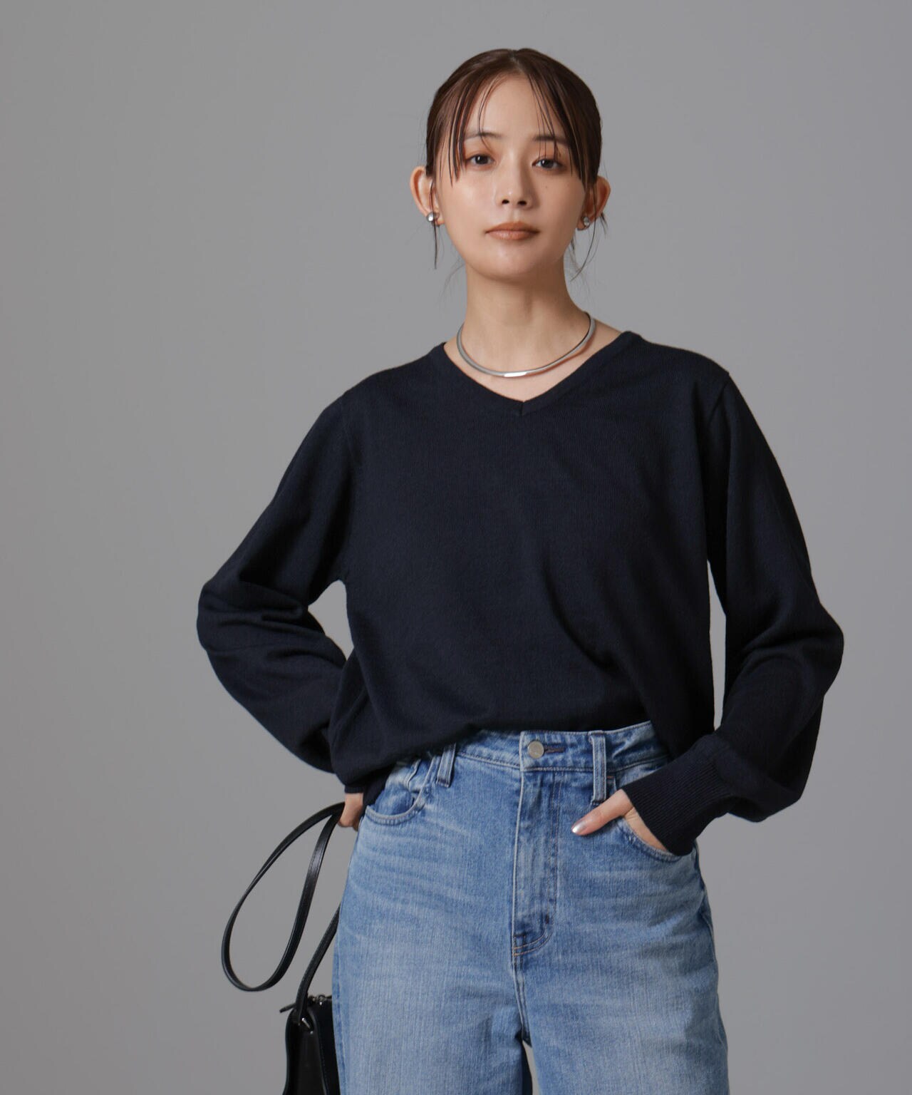 静電気防止 Vネックプルオーバーニット 6734222332