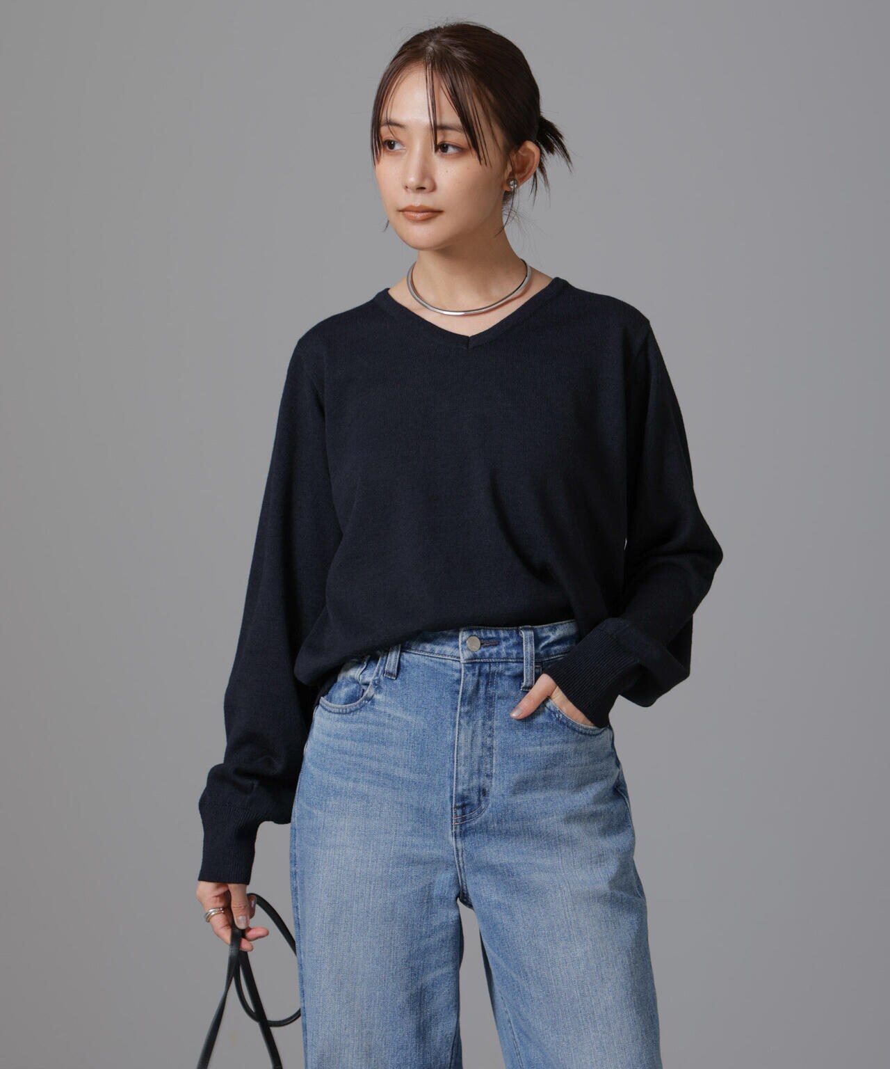 静電気防止 Vネックプルオーバーニット 6734222332