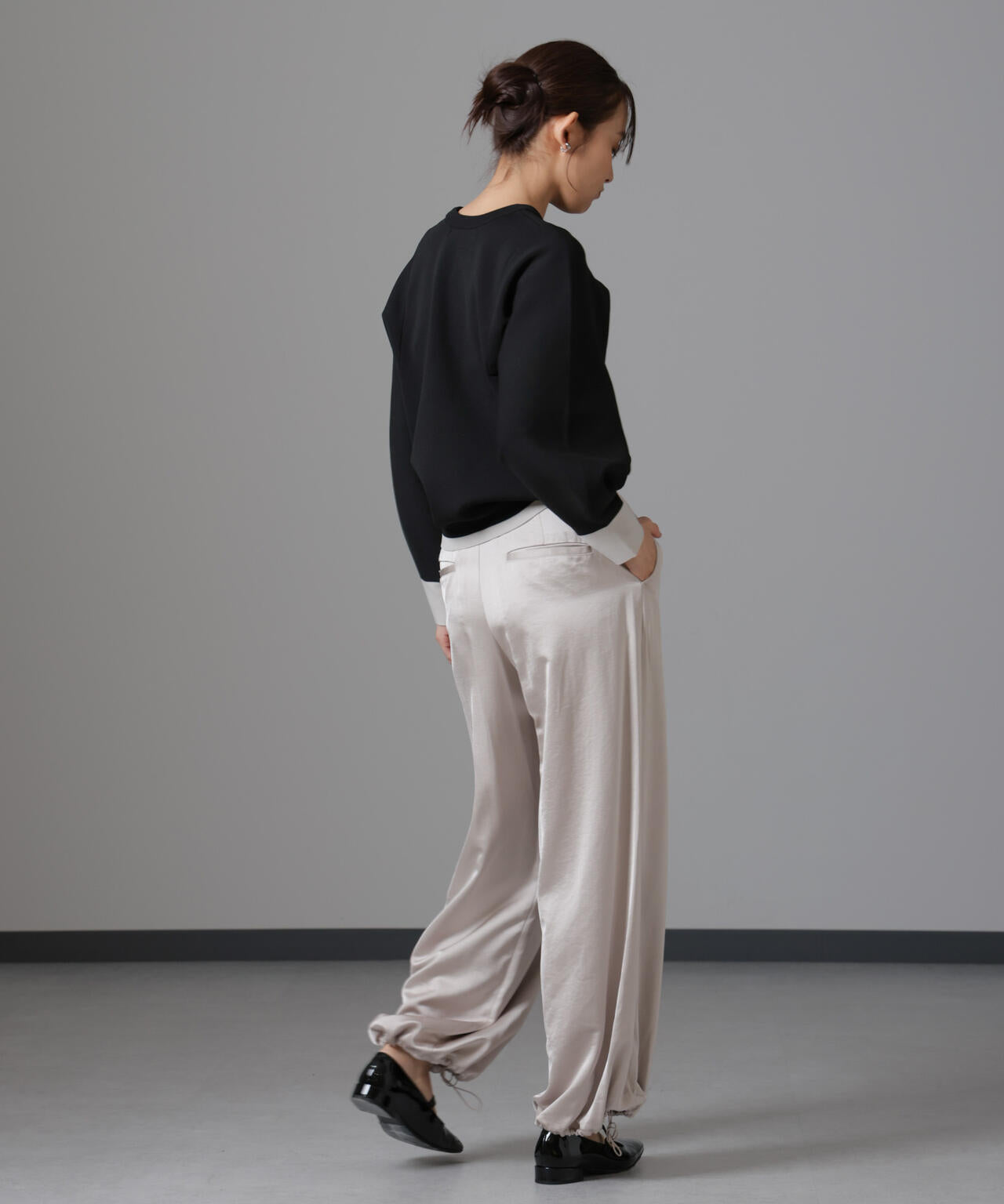 洗濯機洗い可 軽量バイカラークルーネックニット 6734222335