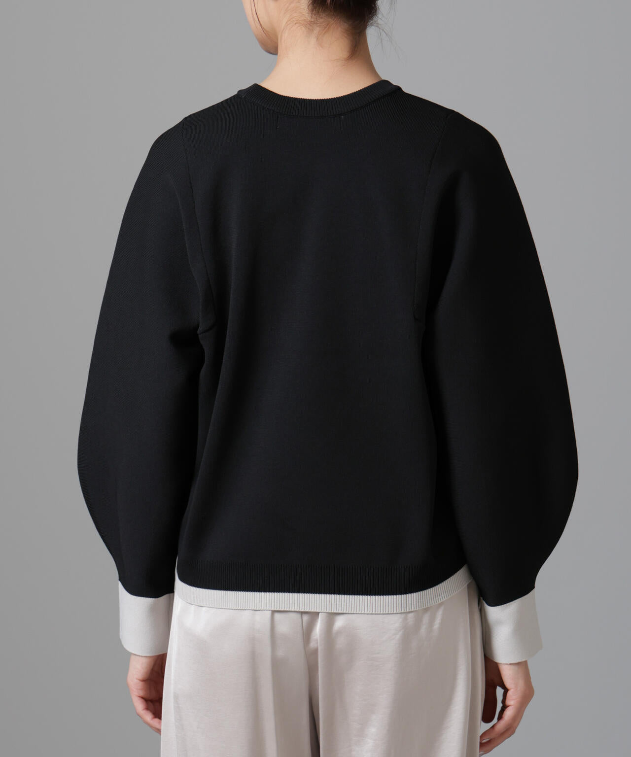 洗濯機洗い可 軽量バイカラークルーネックニット 6734222335