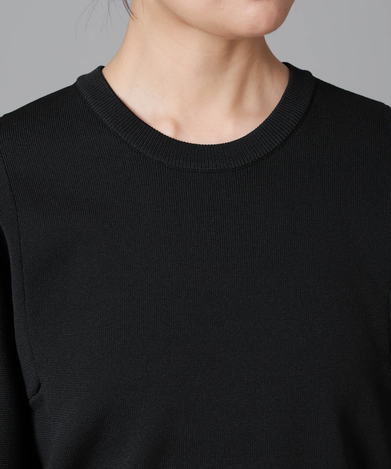 洗濯機洗い可 軽量バイカラークルーネックニット 6734222335