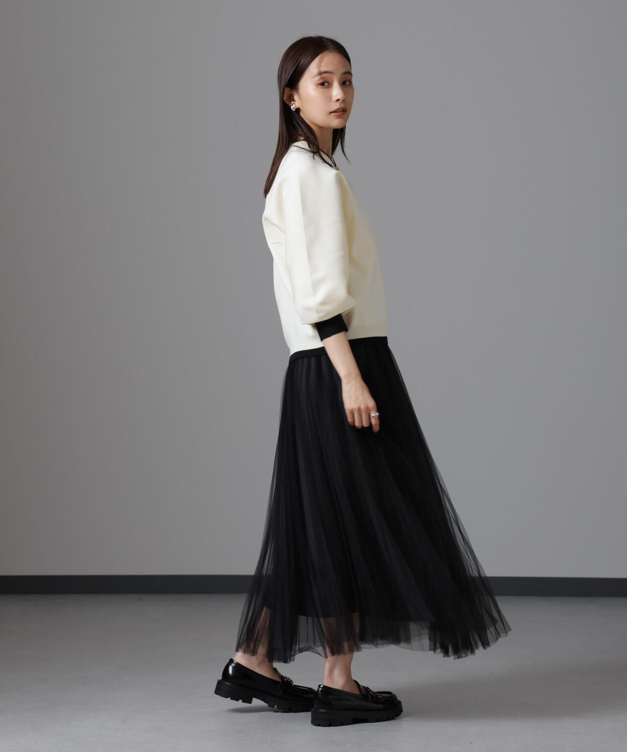 洗濯機洗い可 軽量バイカラークルーネックニット 6734222335