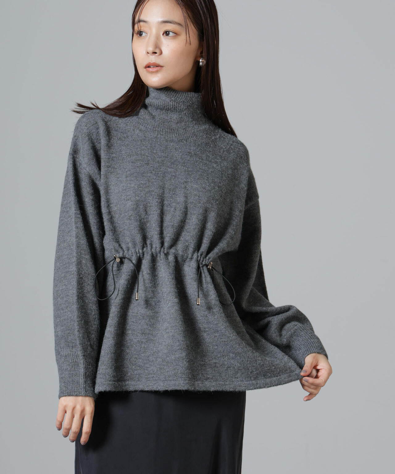 ウエストドロストタートルワイドニット 6734222346