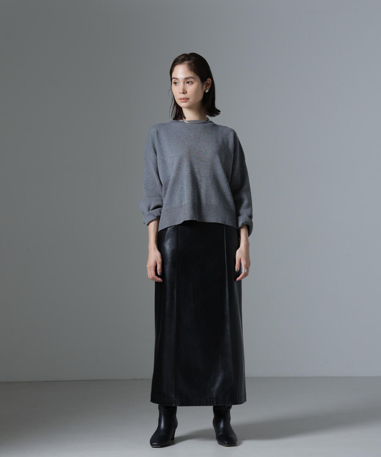 総針ワイドシルエットニットトップス(セットアップ可) 6734222348