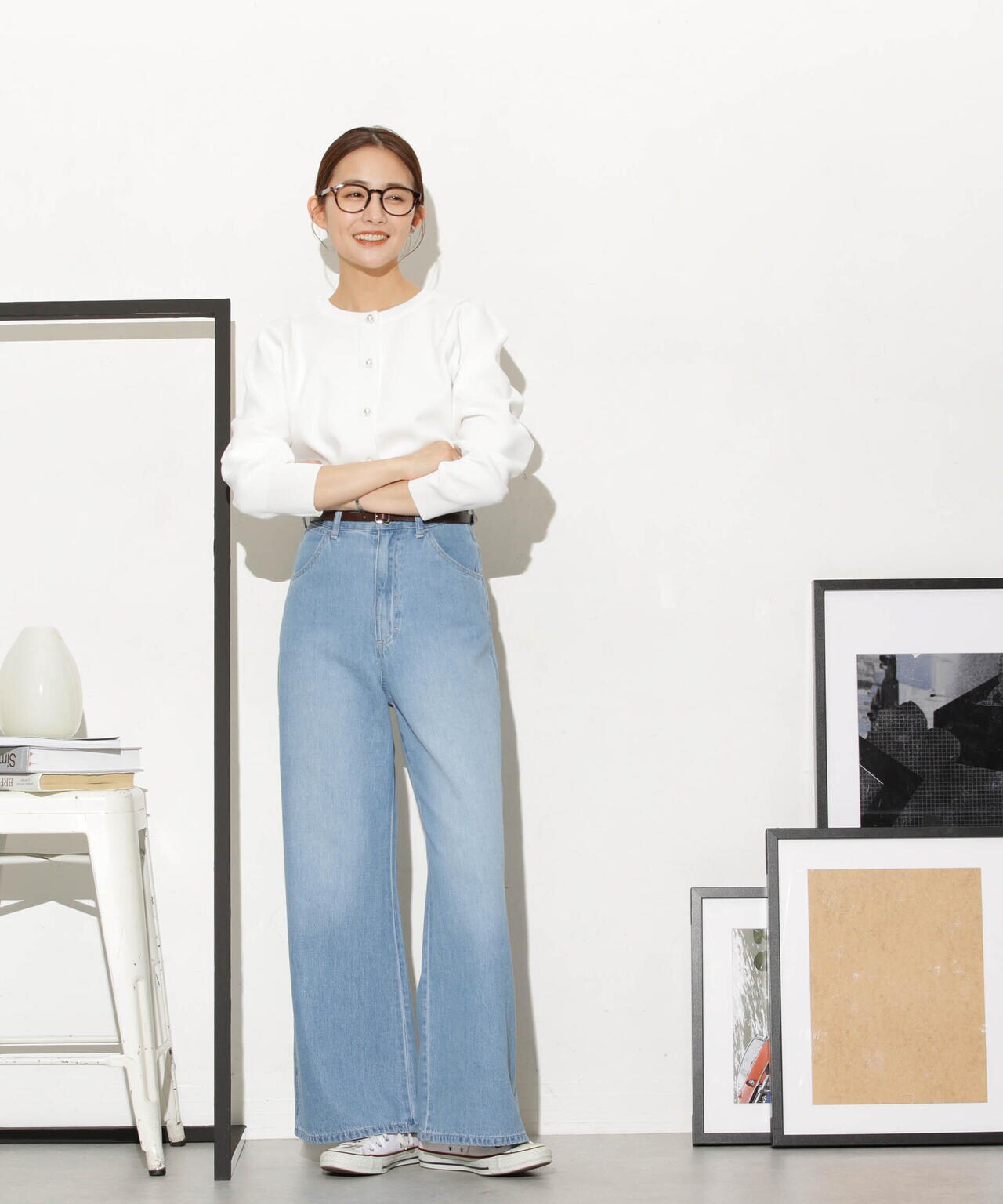 WEB限定/ライトスポンディッシュパールボタンカーディガン 6734222360