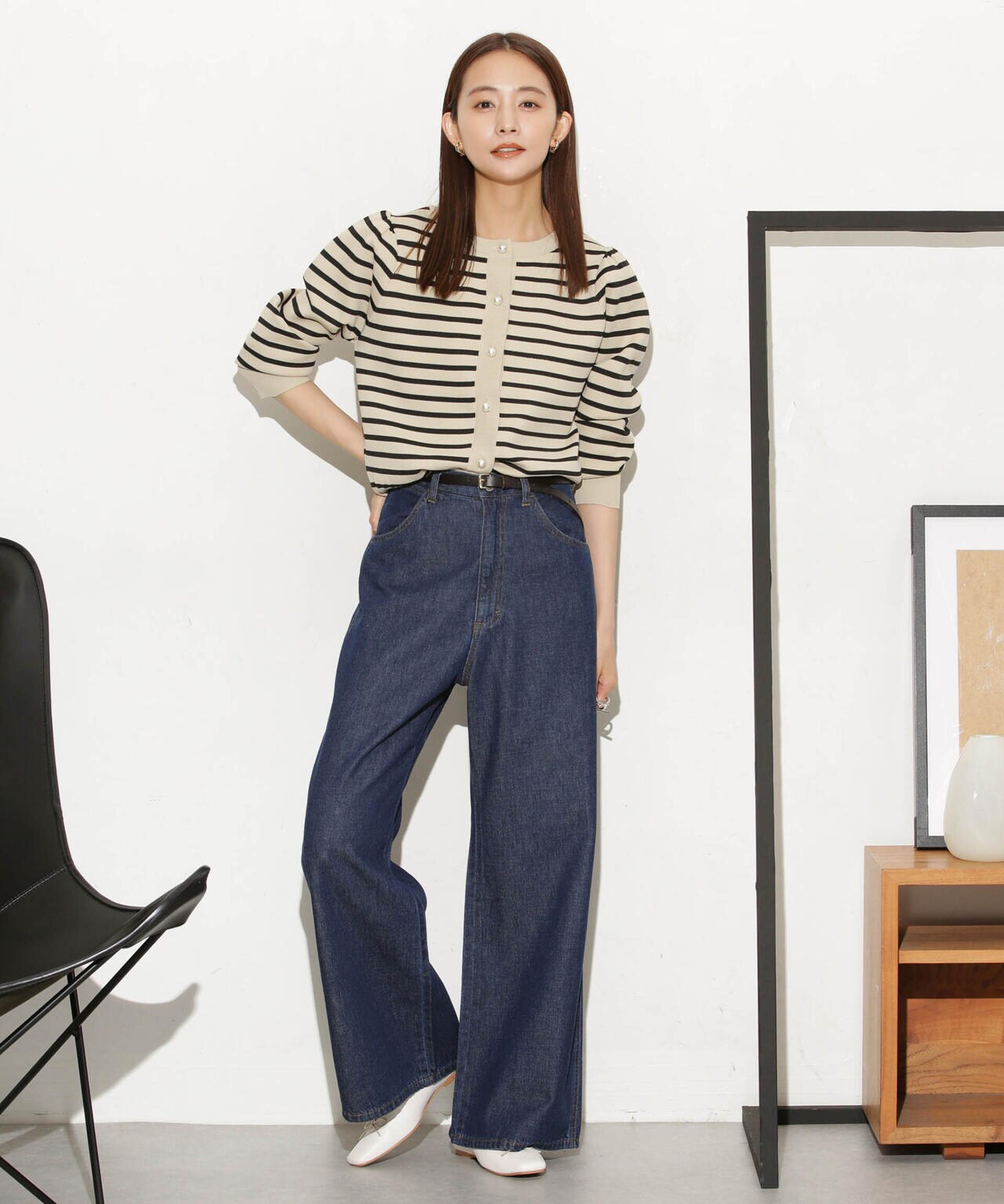 WEB限定/ライトスポンディッシュパールボタンカーディガン 6734222360