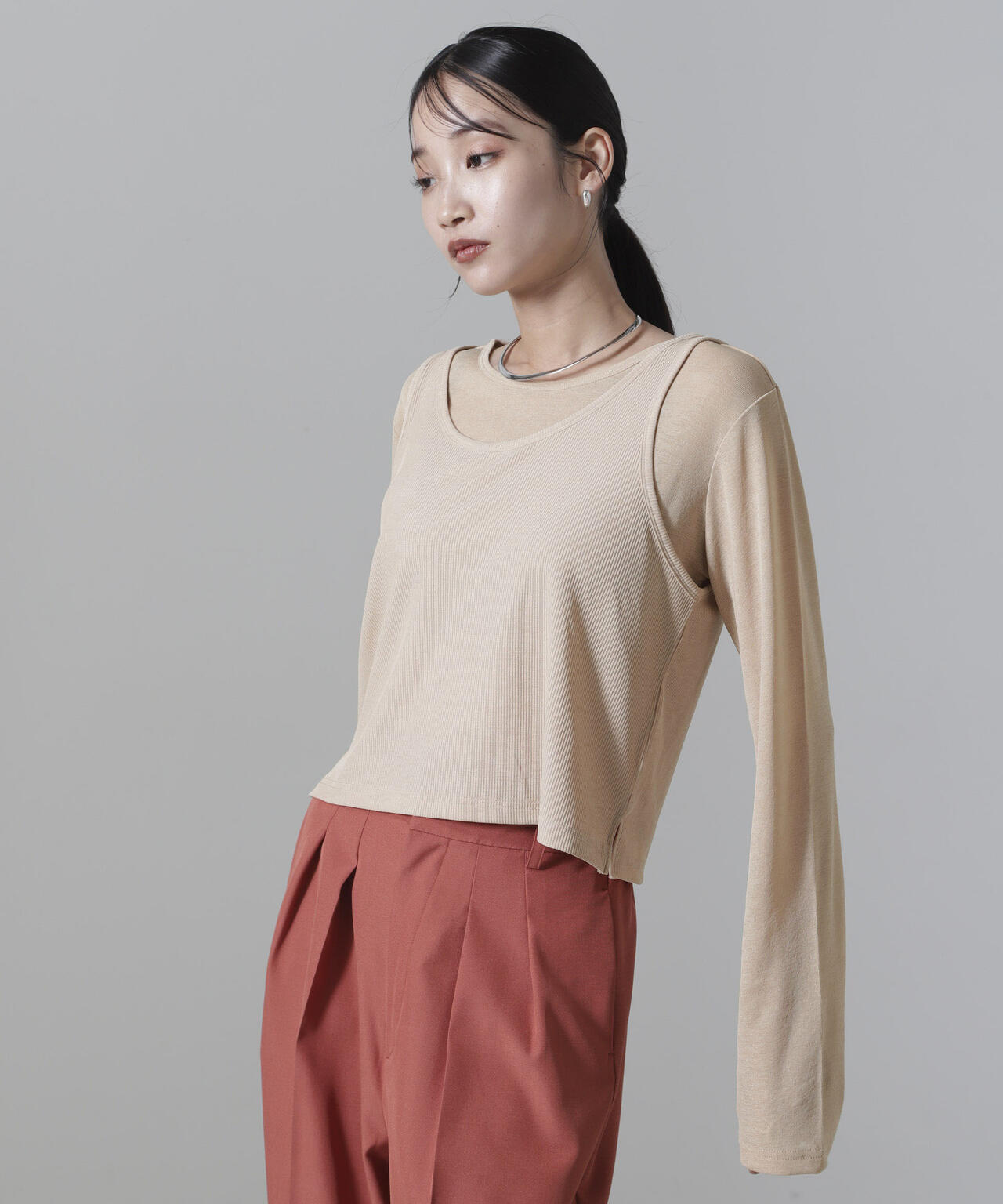 シアーレイヤードアンサンブルカットトップス 6734223304