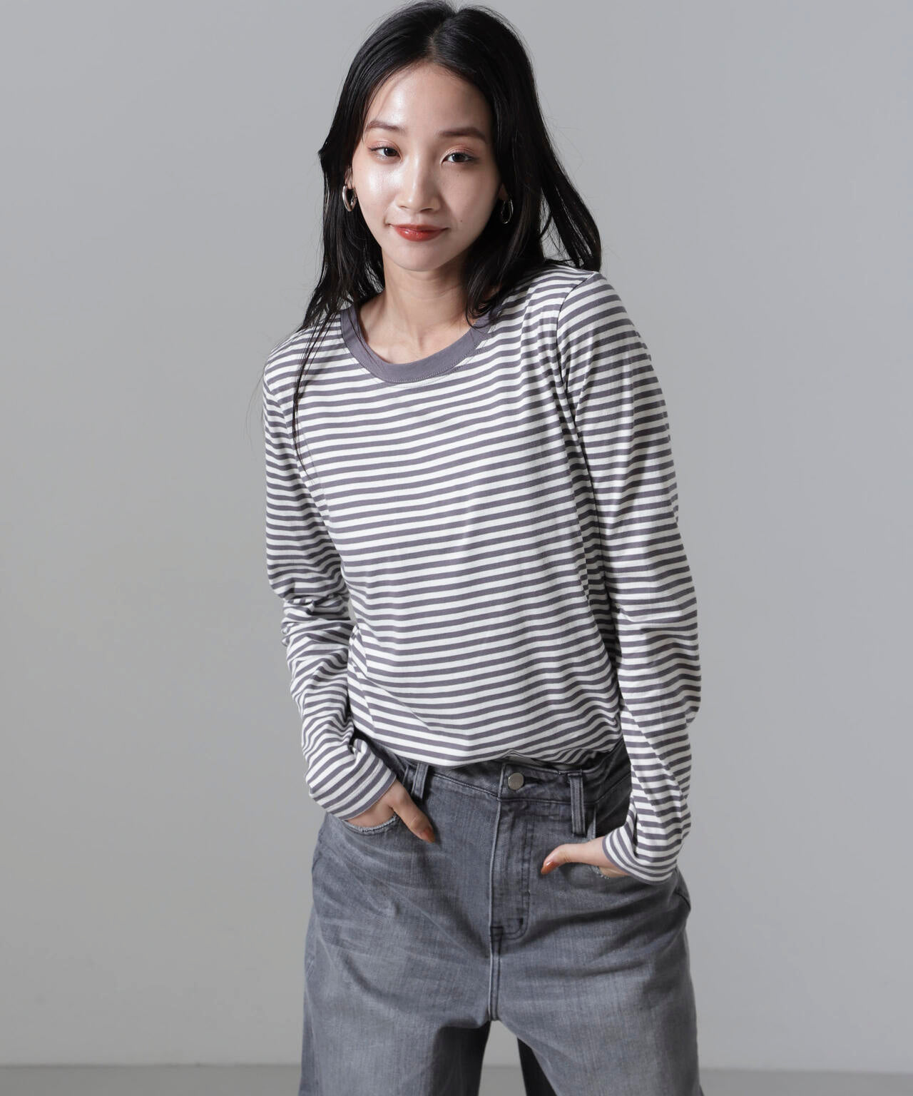 ボーダーロングスリーブTシャツ 6734223306