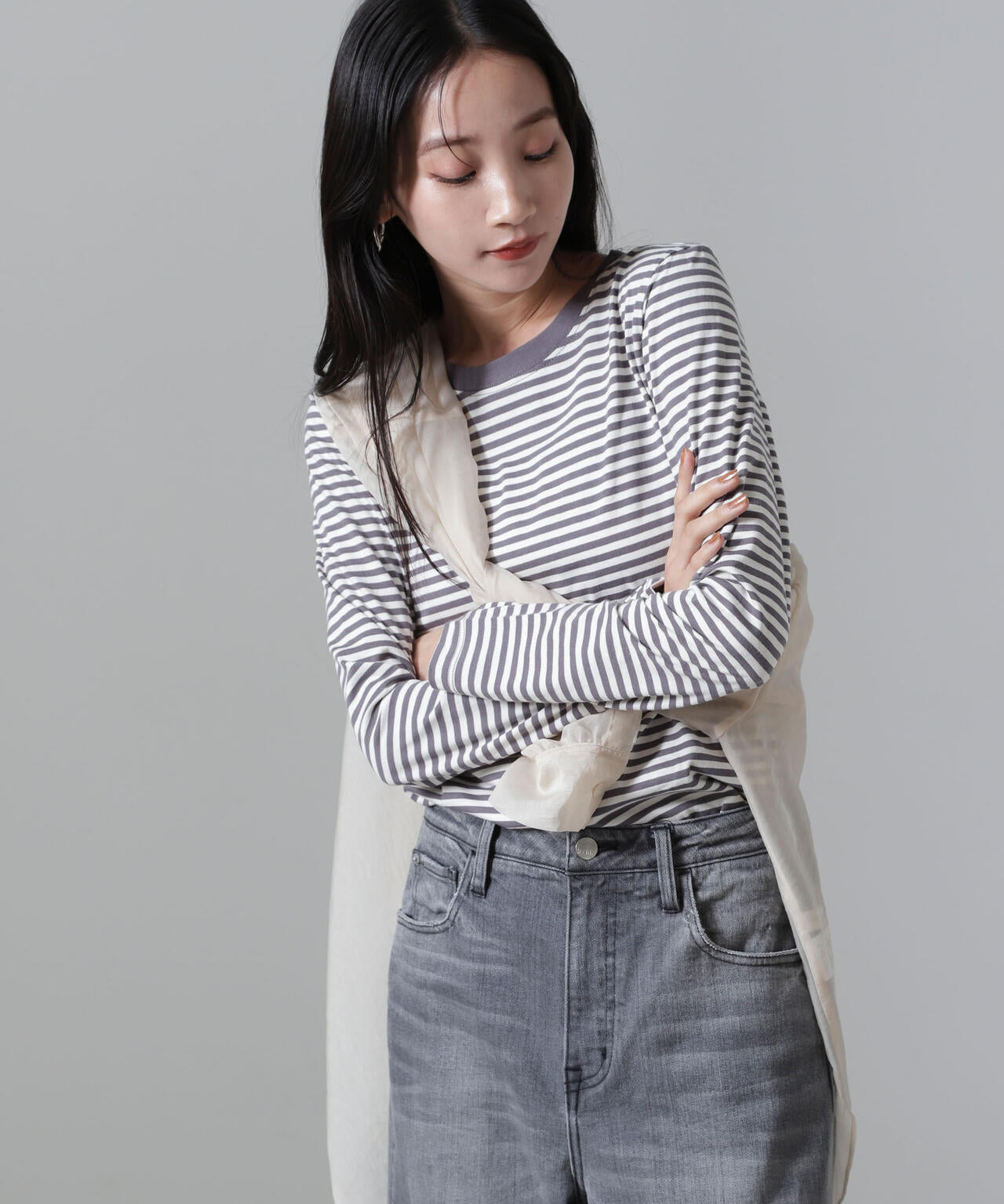 ボーダーロングスリーブTシャツ 6734223306