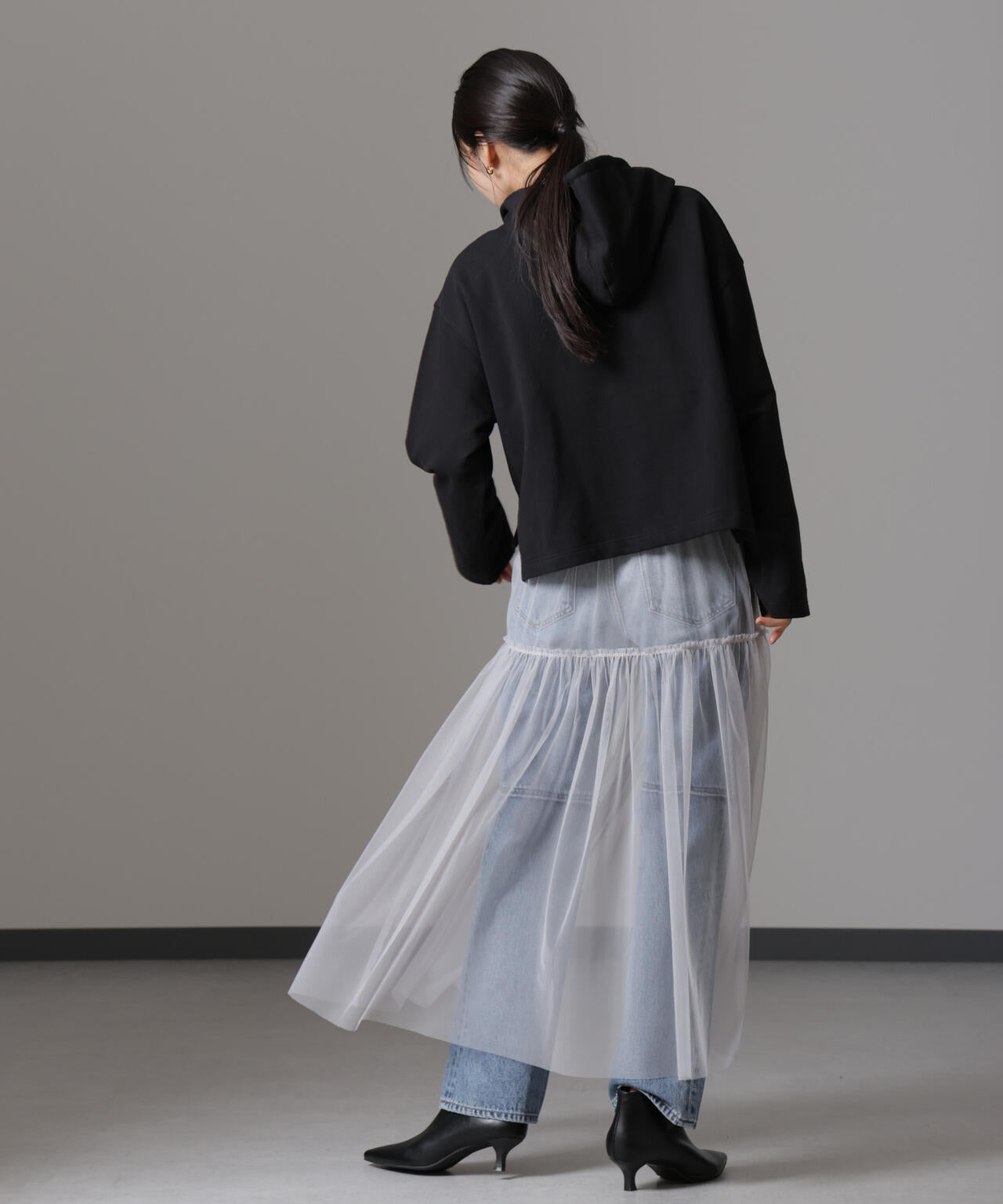 ハーフジップフードスウェットトップス(セットアップ可) 6734223310