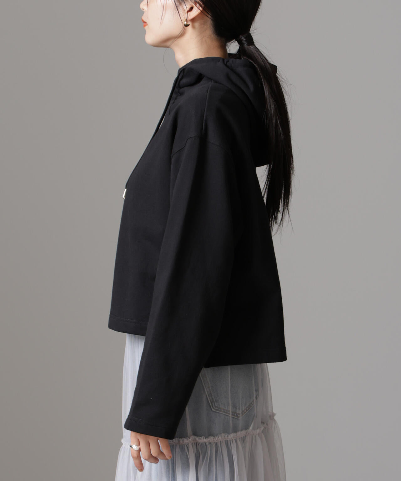 ハーフジップフードスウェットトップス(セットアップ可) 6734223310