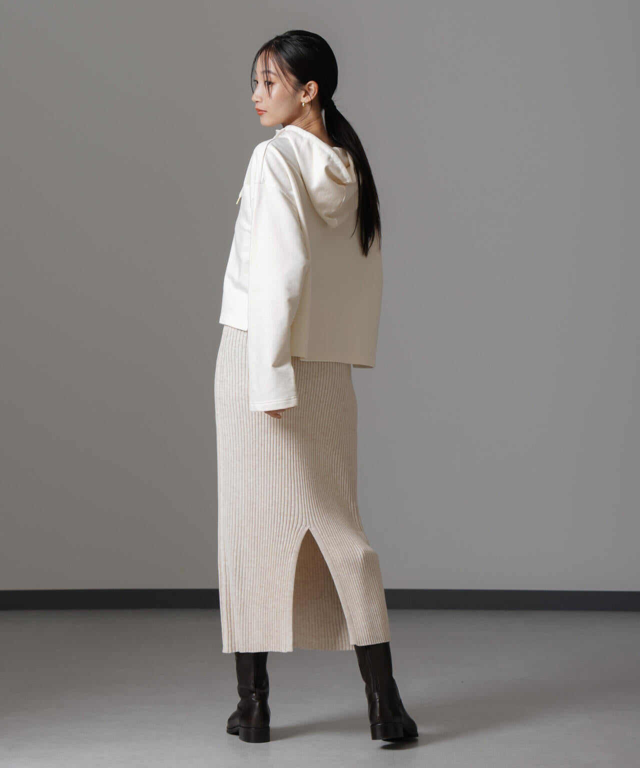 ハーフジップフードスウェットトップス(セットアップ可) 6734223310